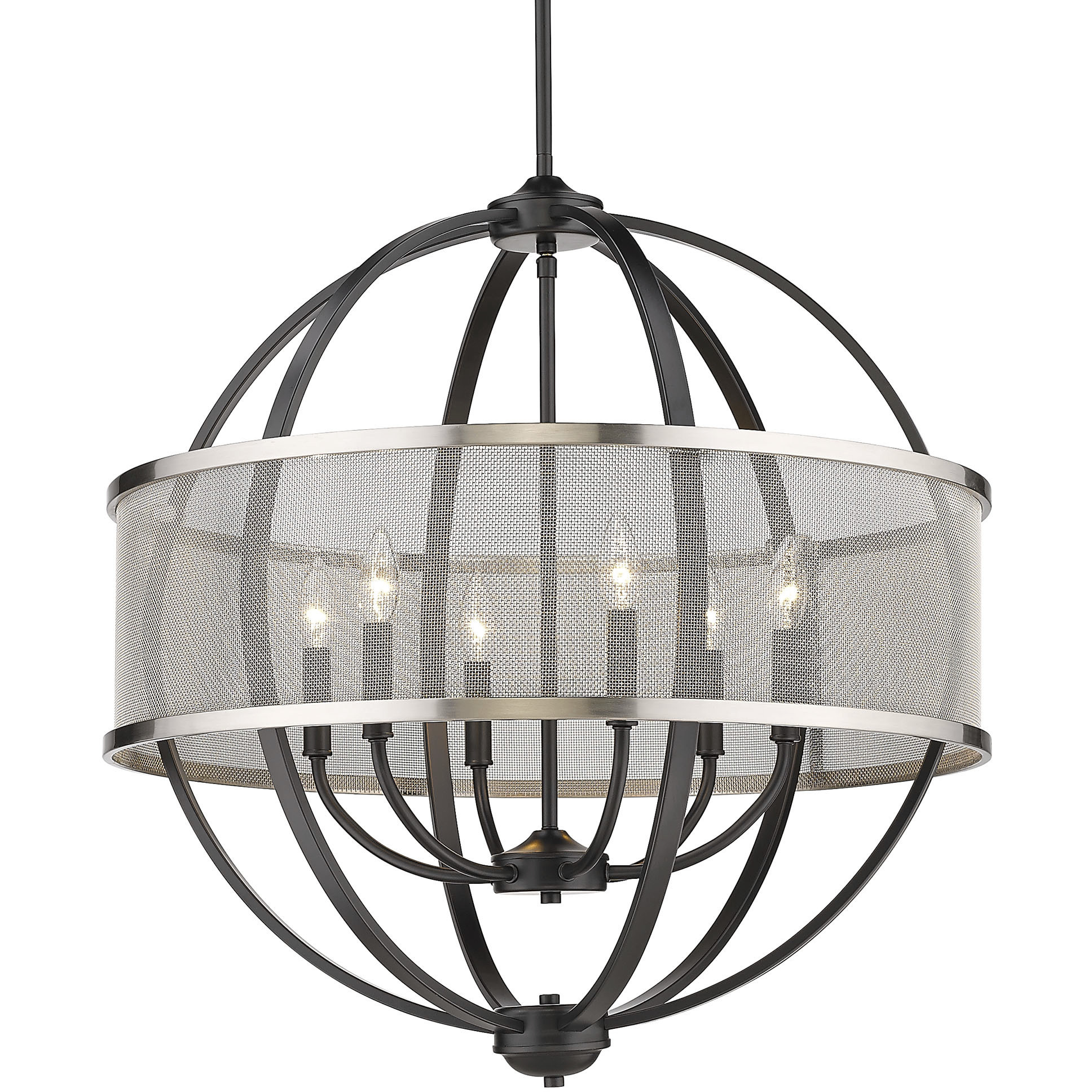 Colson 6 Light 26 inch Matte Black Chandelier Ceiling Light in Pewter