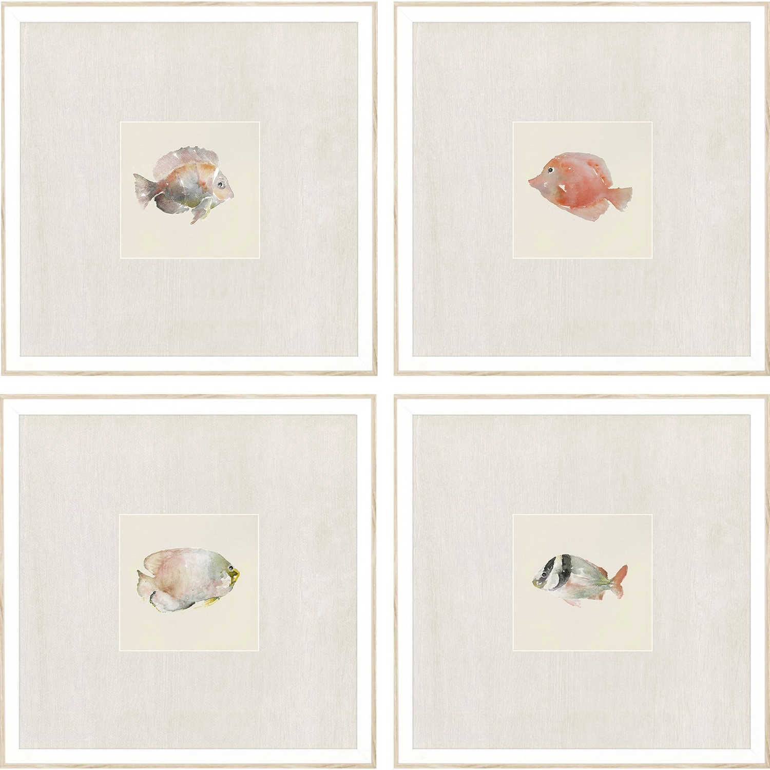 Coastal Medley Beige and Green and Red and Yellow Framed Art
