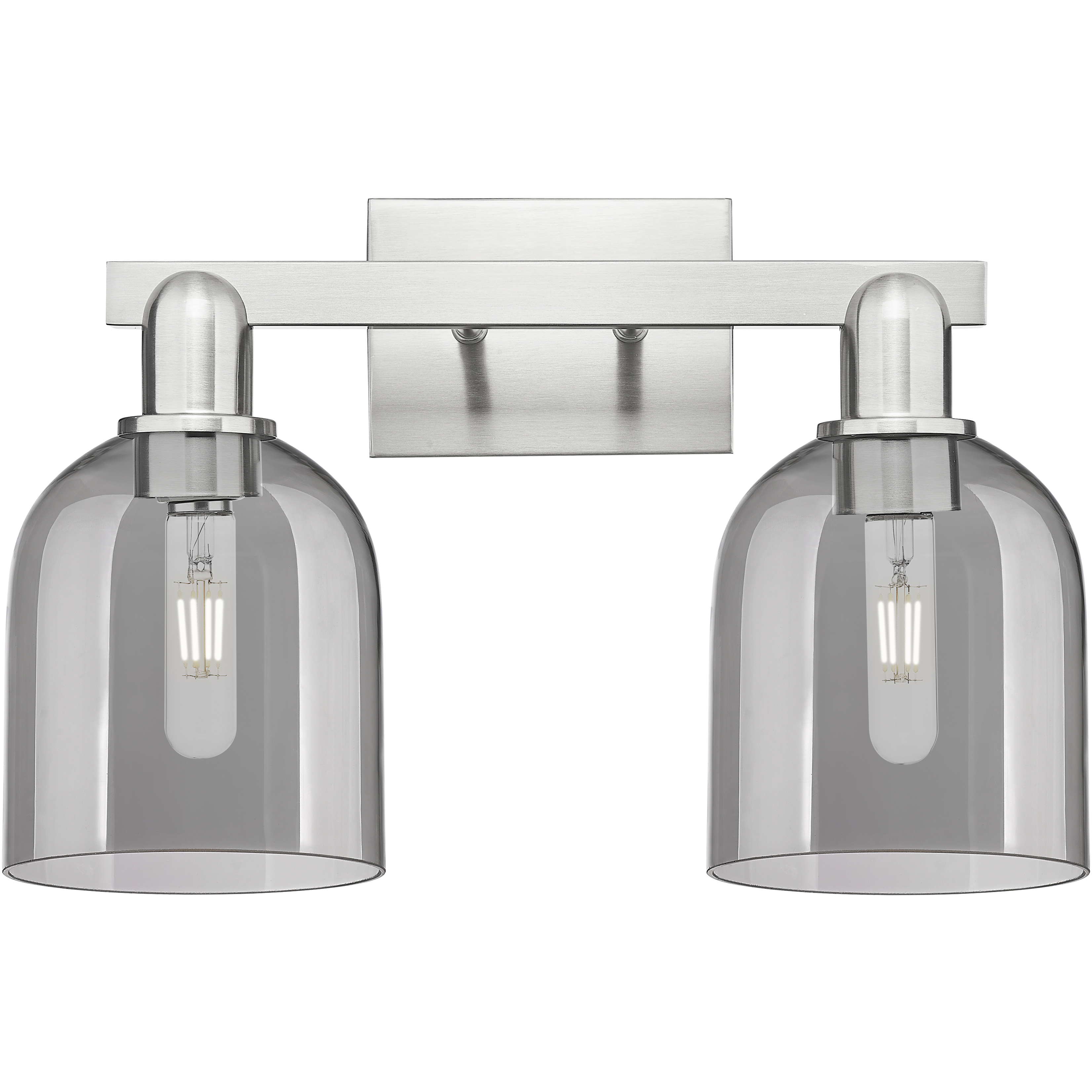 Arcadia Bella 2 Light 16.5 inch Brushed Satin Nickel Bath Vanity Light Wall Light in Light Smoke Glass