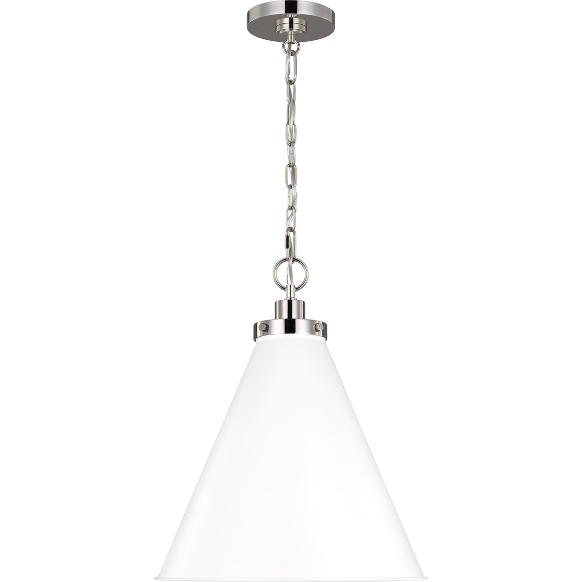 C&M by Chapman & Myers Wellfleet 1 Light 15.63 inch Matte White and Polished Nickel Pendant Ceiling Light in Matte White / Polished Nickel