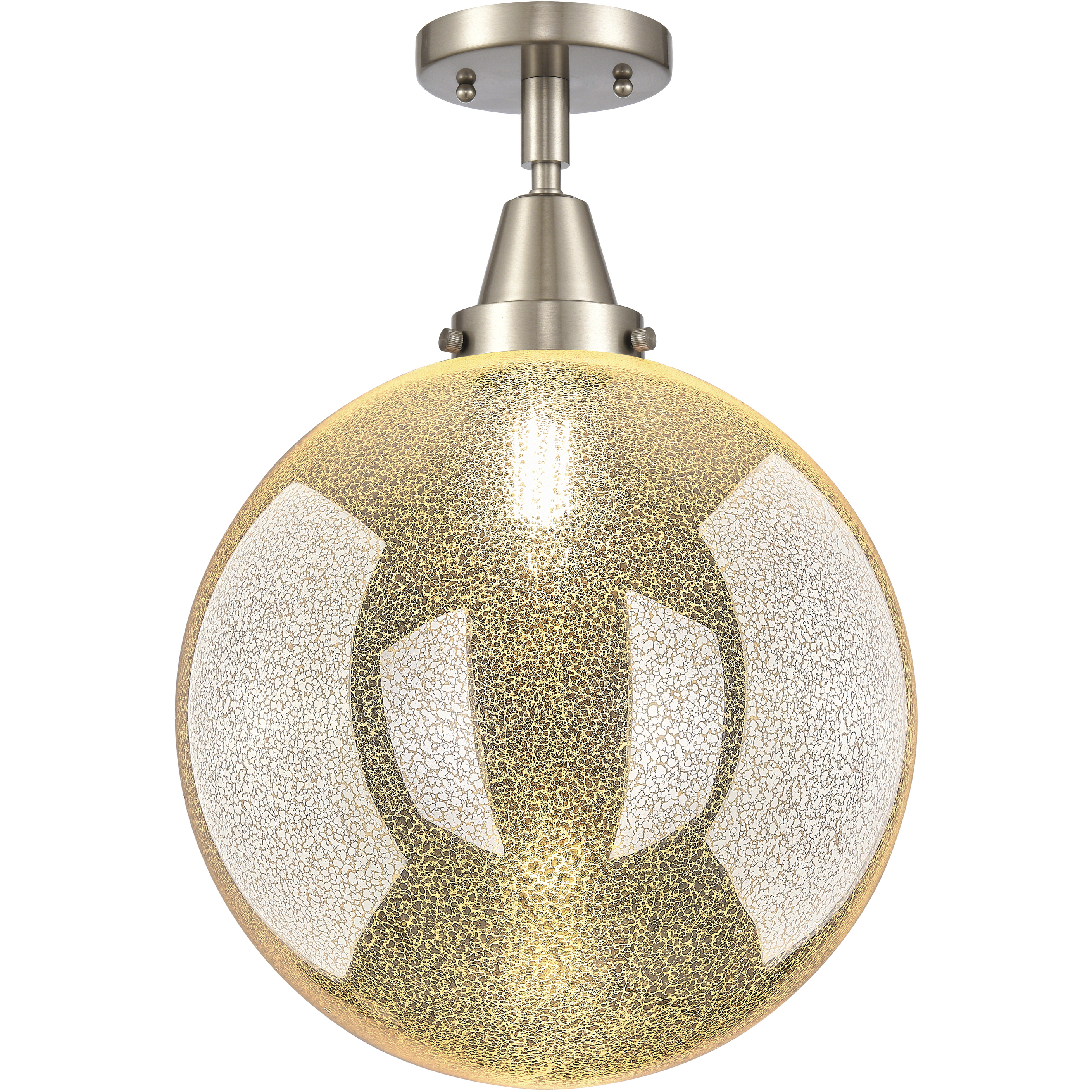 Beacon 1 Light 12 inch Brushed Satin Nickel Flush Mount Ceiling Light in Mercury Glass