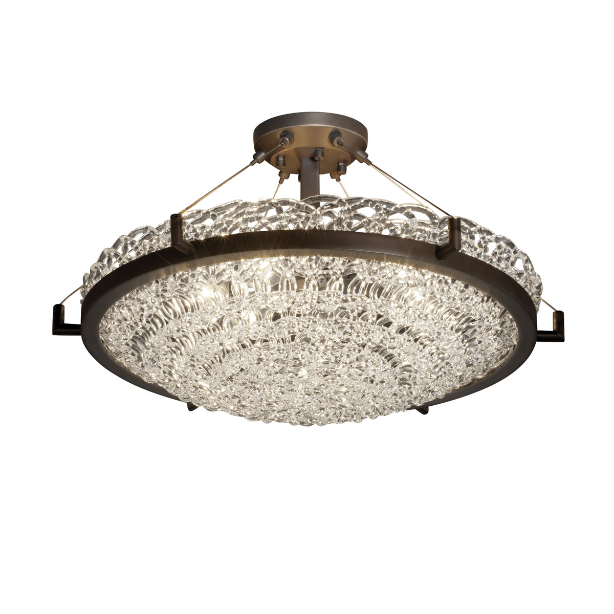Veneto Luce LED 27 inch Matte Black Semi-Flush Ceiling Light in 5000 Lm LED, Lace (Veneto Luce)