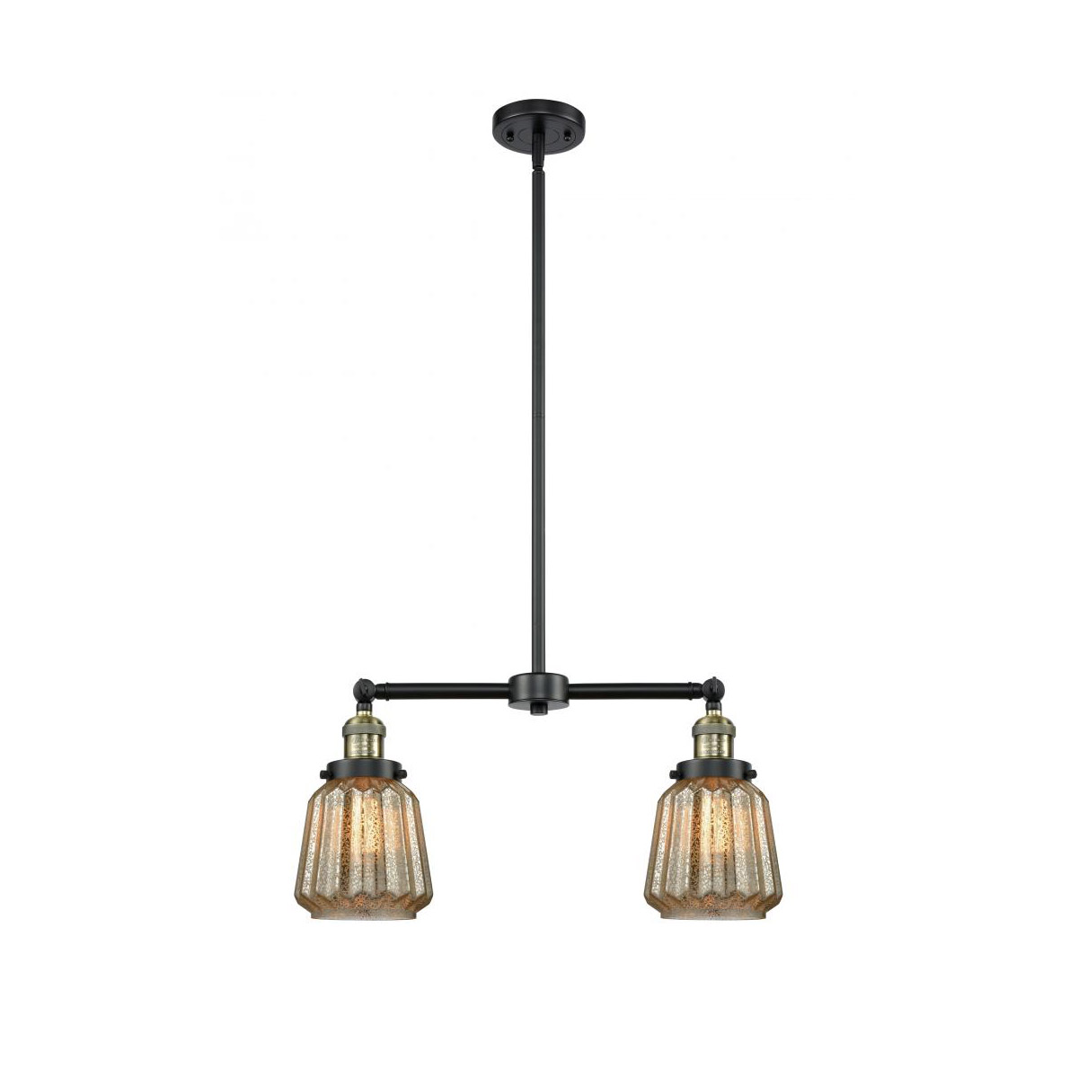 Franklin Restoration Chatham 2 Light 21 inch Black Antique Brass Chandelier Ceiling Light in Mercury Glass, Franklin Restoration