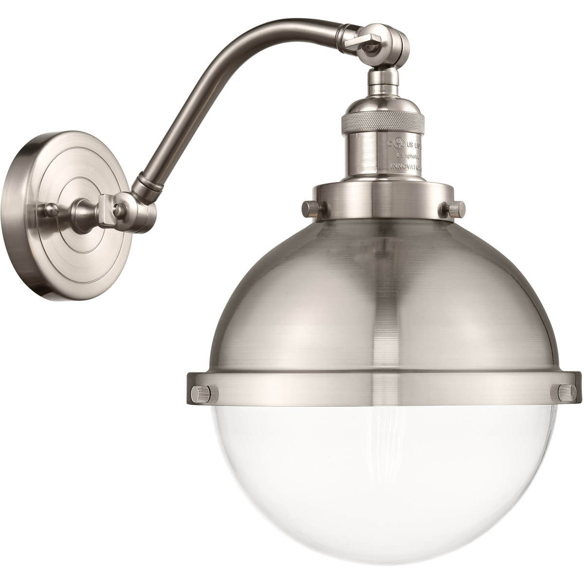 Franklin Restoration Hampden LED 9 inch Brushed Satin Nickel Sconce Wall Light in Clear Glass