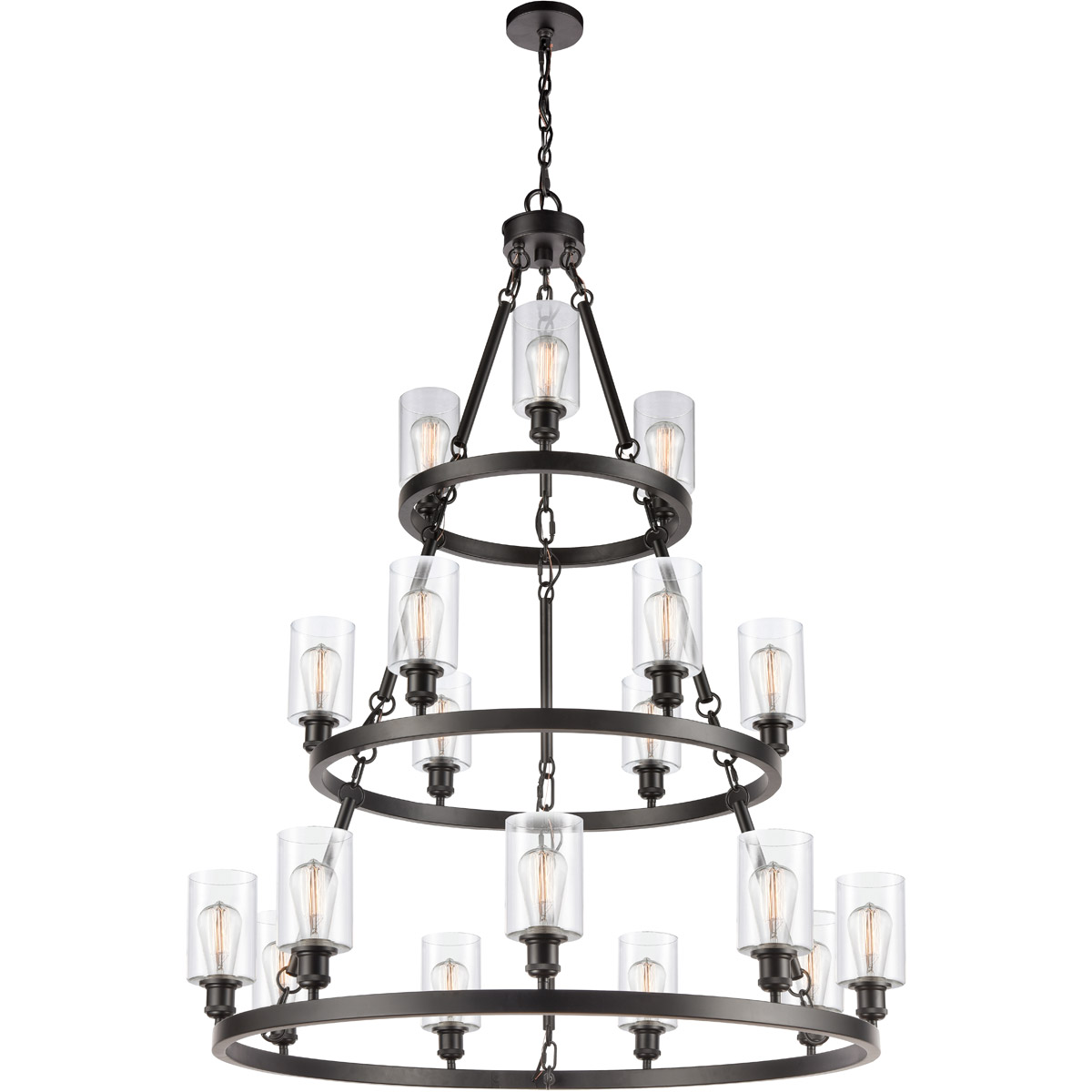 Ballston Saloon 18 Light 40 inch Matte Black Chandelier Ceiling Light in Bulb Not Included, Clear Glass, Ballston