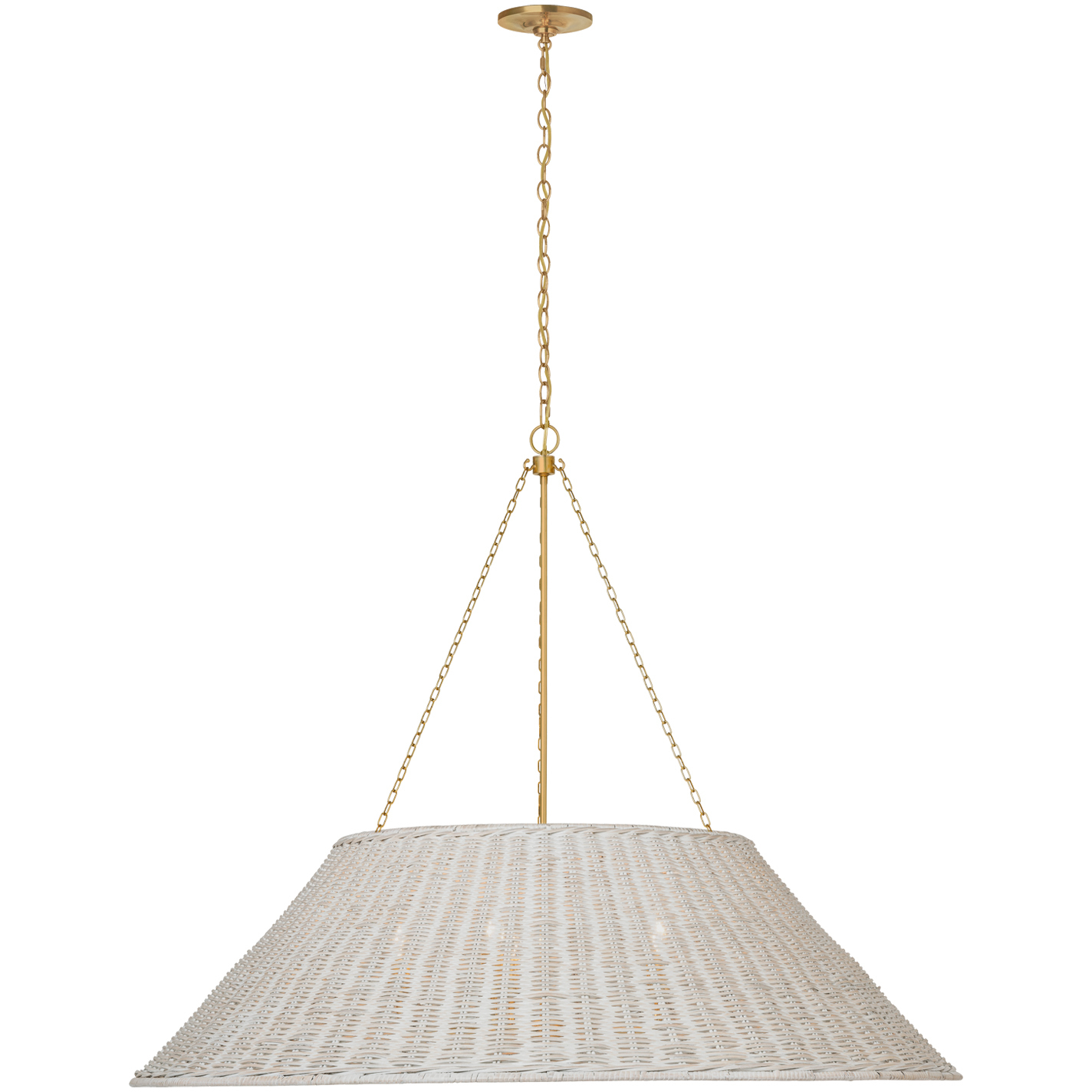 Marie Flanigan Corinne LED 44 inch Soft Brass Woven Hanging Shade Ceiling Light in White Wicker