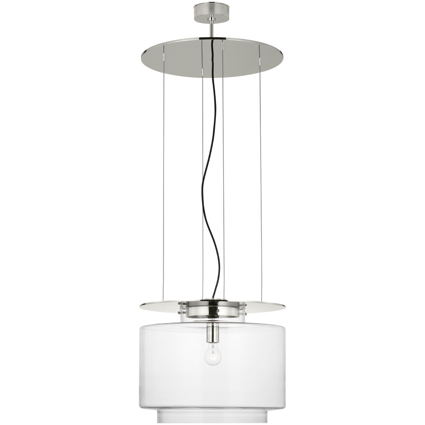 Ray Booth Elias LED 20 inch Polished Nickel Floating Pendant Ceiling Light in Clear Glass