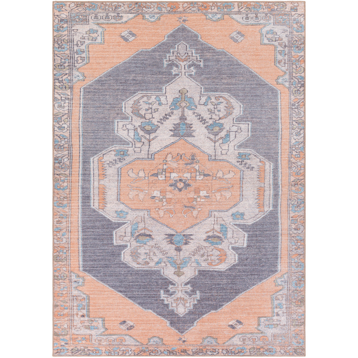 Amelie 122 X 94 inch Peach/Camel/Medium Gray/Taupe/Denim/Tan Washable Rug, Rectangle