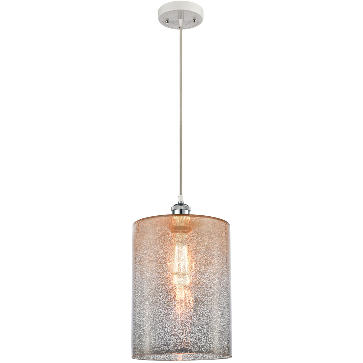 Ballston Large Cobbleskill LED 9 inch White and Polished Chrome Mini Pendant Ceiling Light in Mercury Glass, Ballston