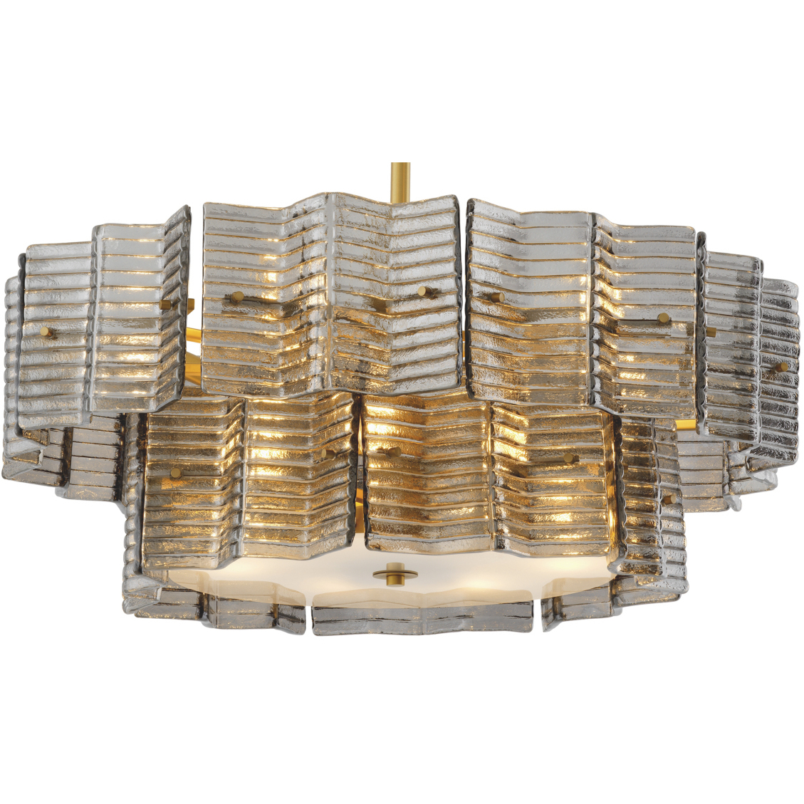 Silvano 12 Light 34.65 inch Smoke Glass and Frosted Glass and Antique Brass Chandelier Ceiling Light
