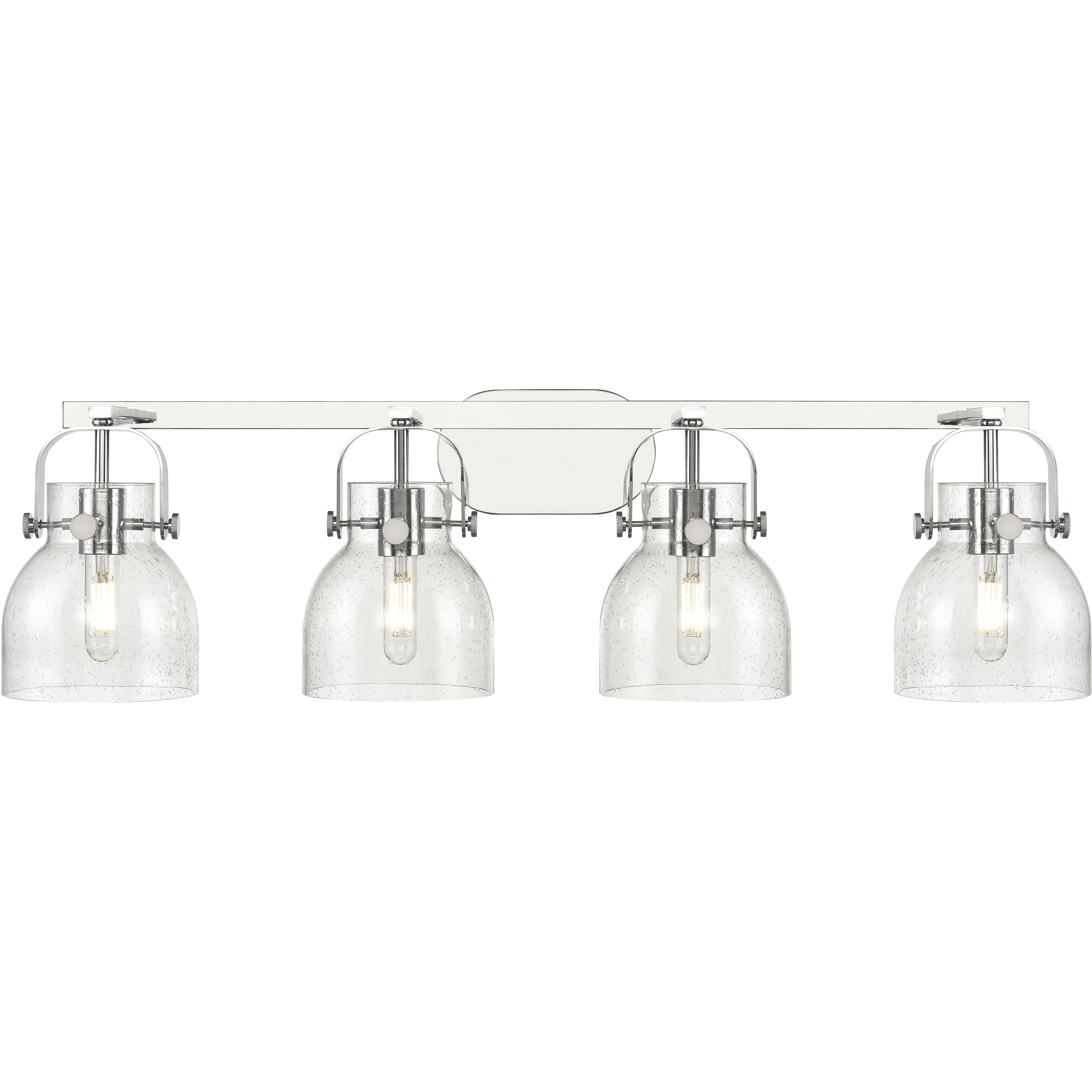 Pilaster II Bell 4 Light 36.5 inch Polished Chrome Bath Vanity Light Wall Light in Seedy Glass