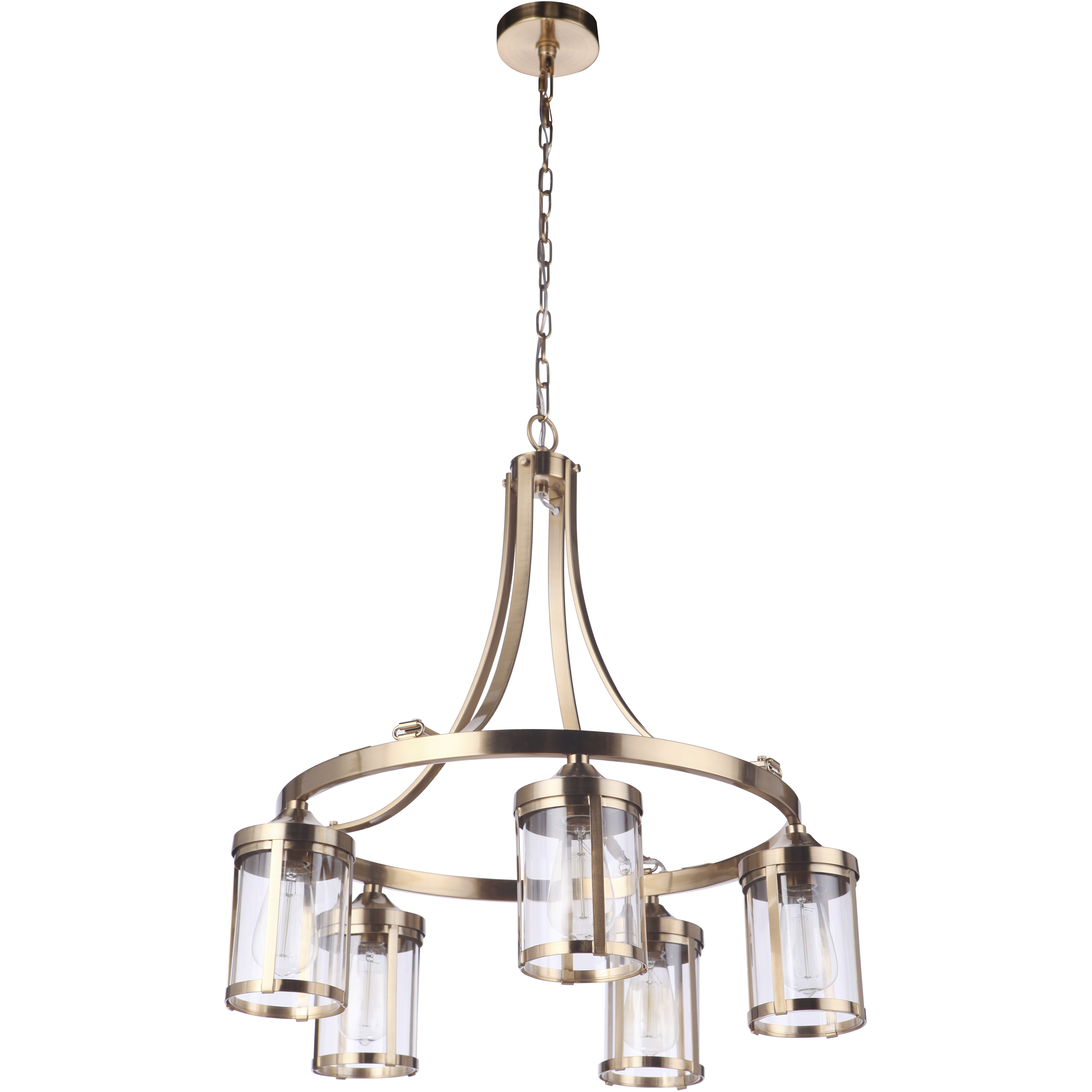 Elliot 5 Light 26.75 inch Satin Brass Chandelier Ceiling Light