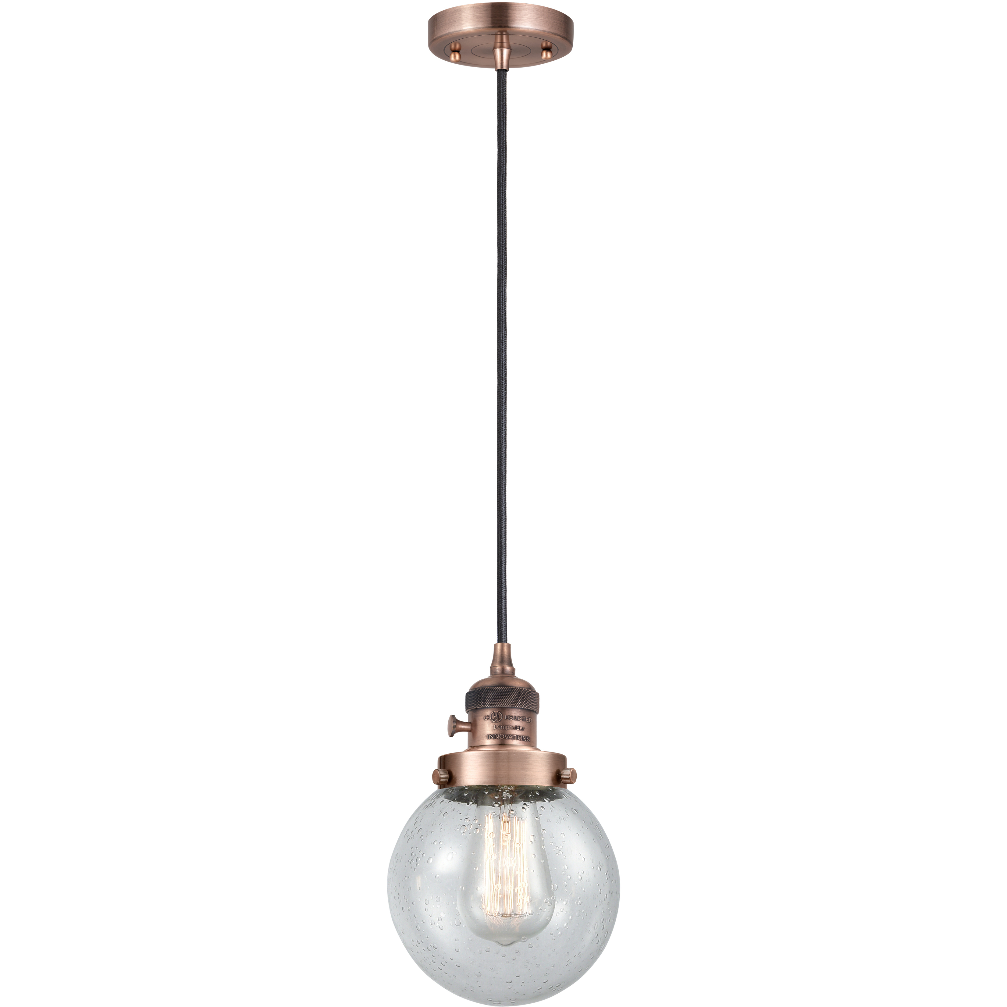 Franklin Restoration Beacon 1 Light 6 inch Antique Copper Mini Pendant Ceiling Light in Incandescent, Seedy