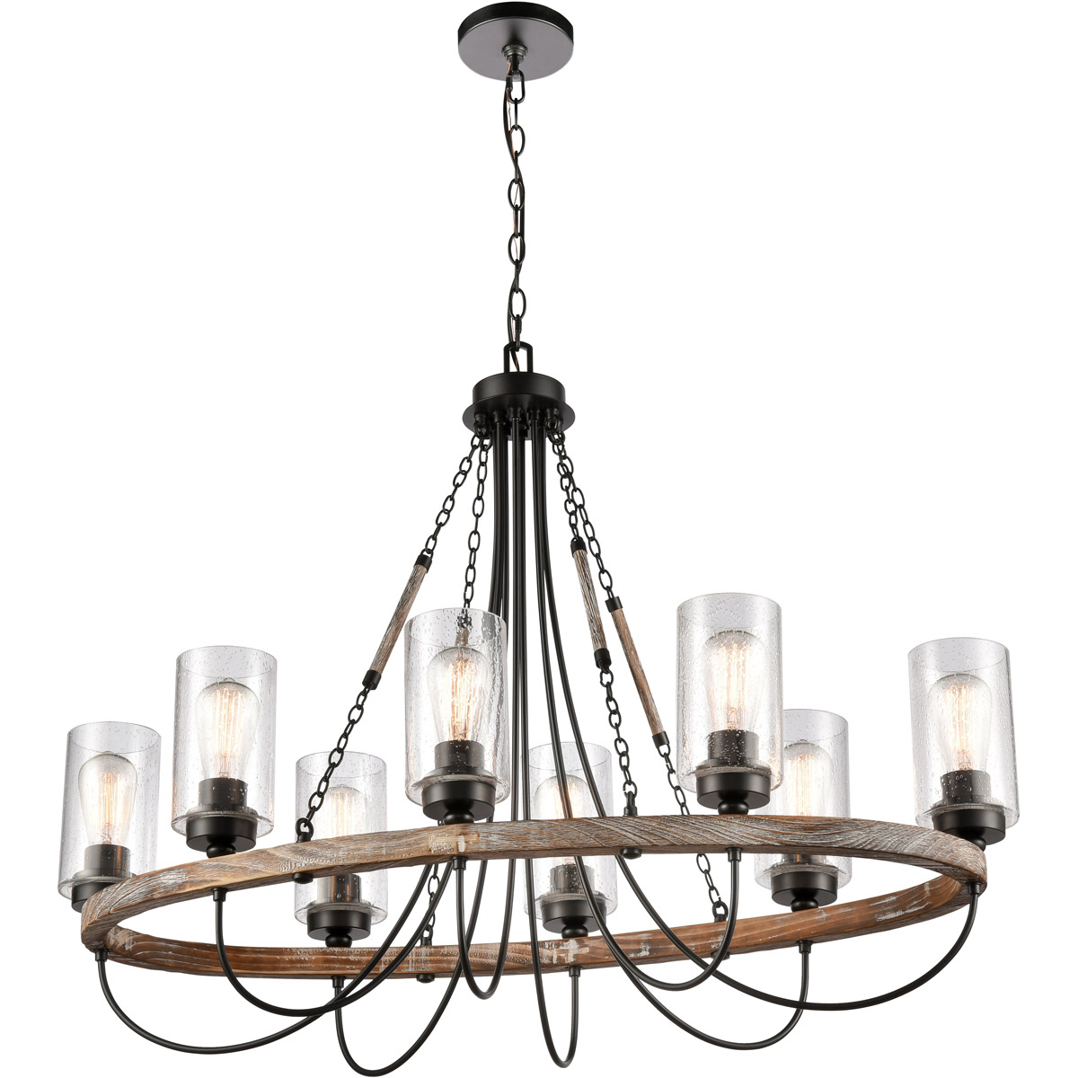 Paladin 8 Light 39.38 inch Matte Black Chandelier Ceiling Light in Seedy Glass
