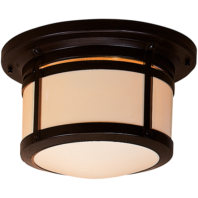 Berkeley 2 Light 13.75 inch Antique Copper Flush Mount Ceiling Light in White Opalescent