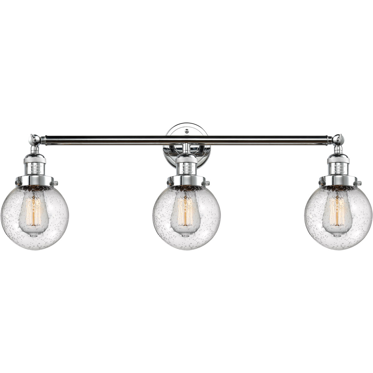 Franklin Restoration Beacon LED 30 inch Polished Chrome Bath Vanity Light Wall Light in Seedy Glass, Franklin Restoration
