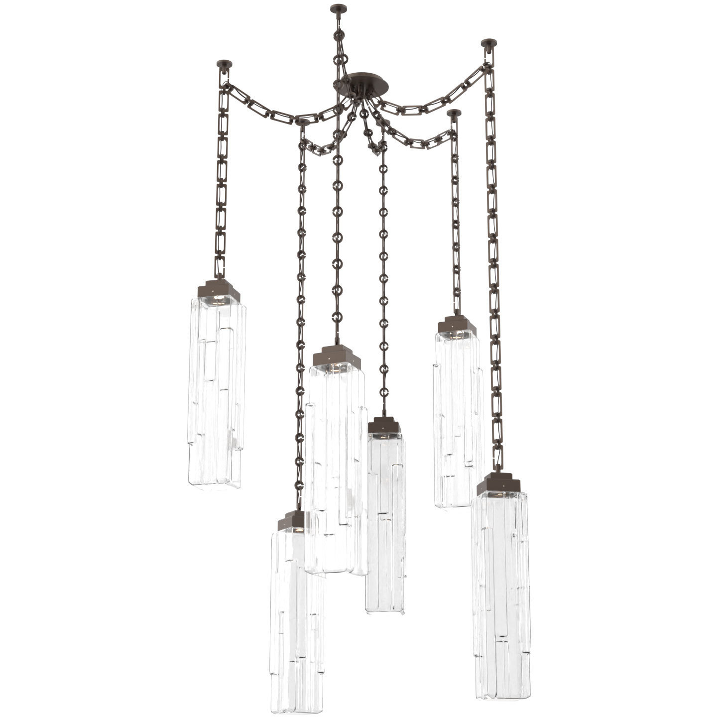 Ledgestone LED 13.5 inch Flat Bronze Swag Multi-Pendant Ceiling Light in 3000K LED, Rectangular Chain