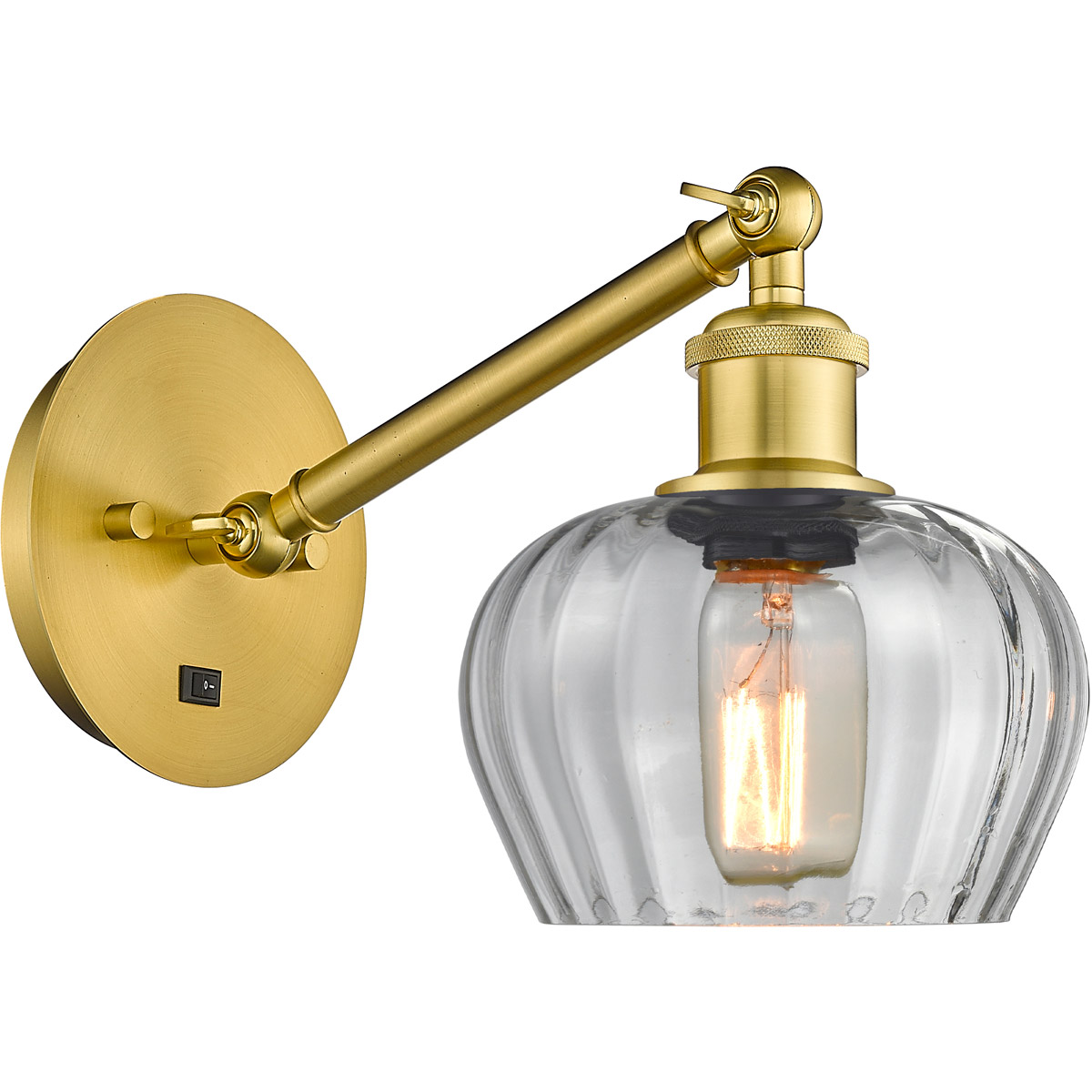 Ballston Fenton 1 Light 6.5 inch Satin Gold Sconce Wall Light in Clear Glass