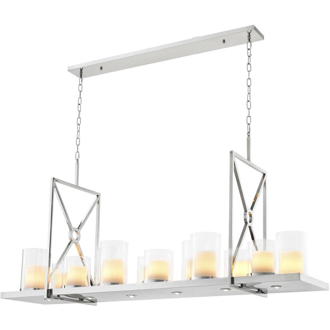 Summit 12 Light 15.35 inch Polished Stainless Steel and Clear Glass and Including Faux Candle Shades Chandelier Ceiling Light