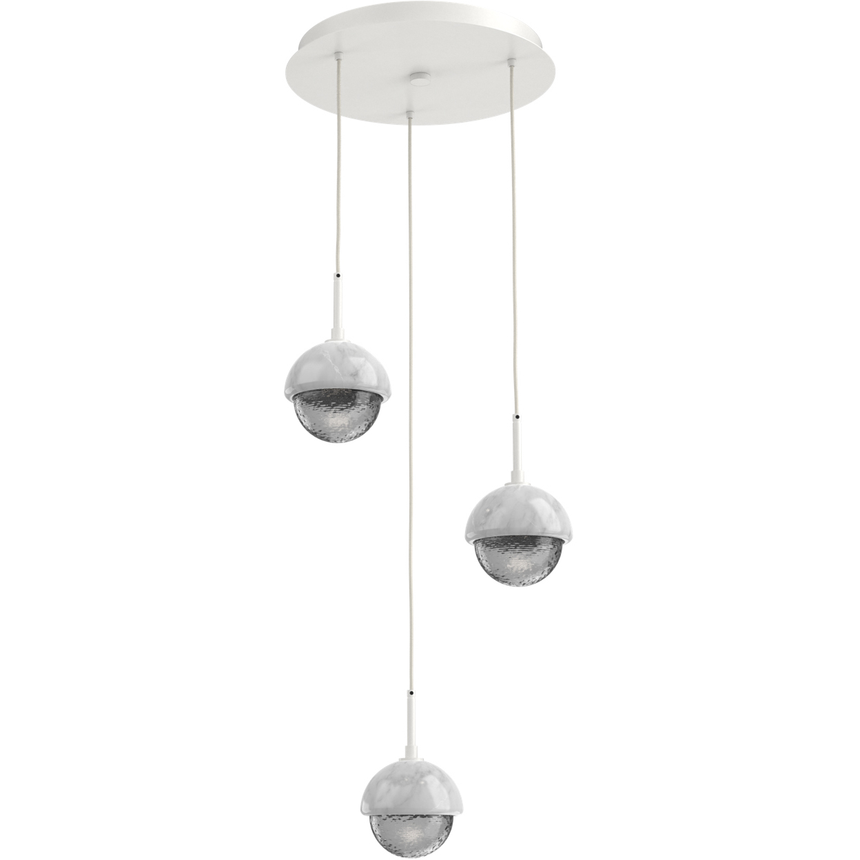 Cabochon LED 18.2 inch Salt White with White Marble Multi-Pendant Ceiling Light in 3000K LED, Smoke