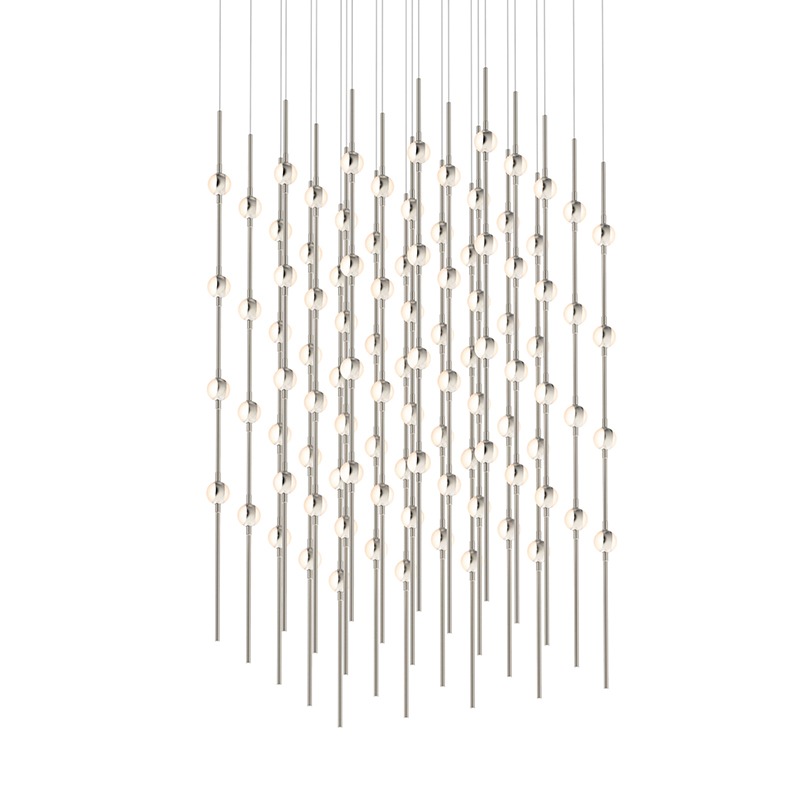 Constellation Cosmic Cube LED 20.5 inch Satin Nickel Chandelier Ceiling Light in 2700K, White Optical Acrylic, 10 FT. Cord