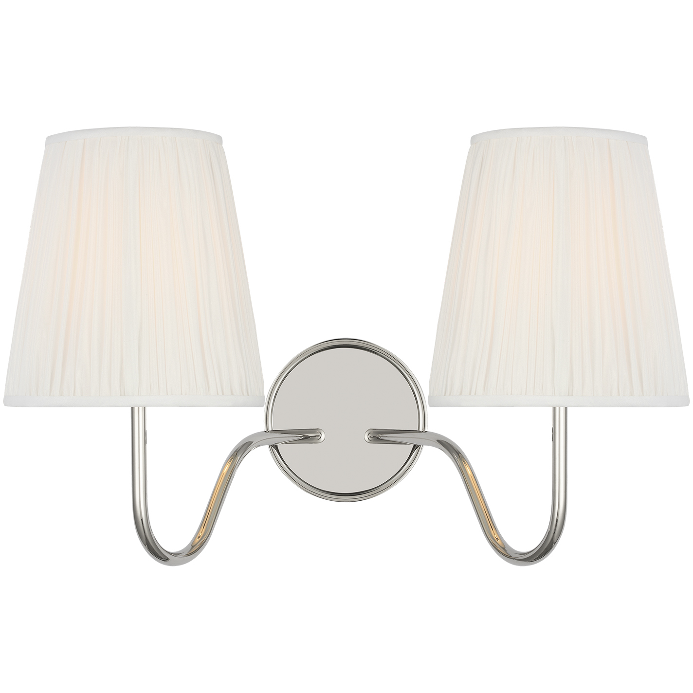 Amber Lewis Lyndsie LED 15.75 inch Polished Nickel Double Sconce Wall Light in Silk Pleated