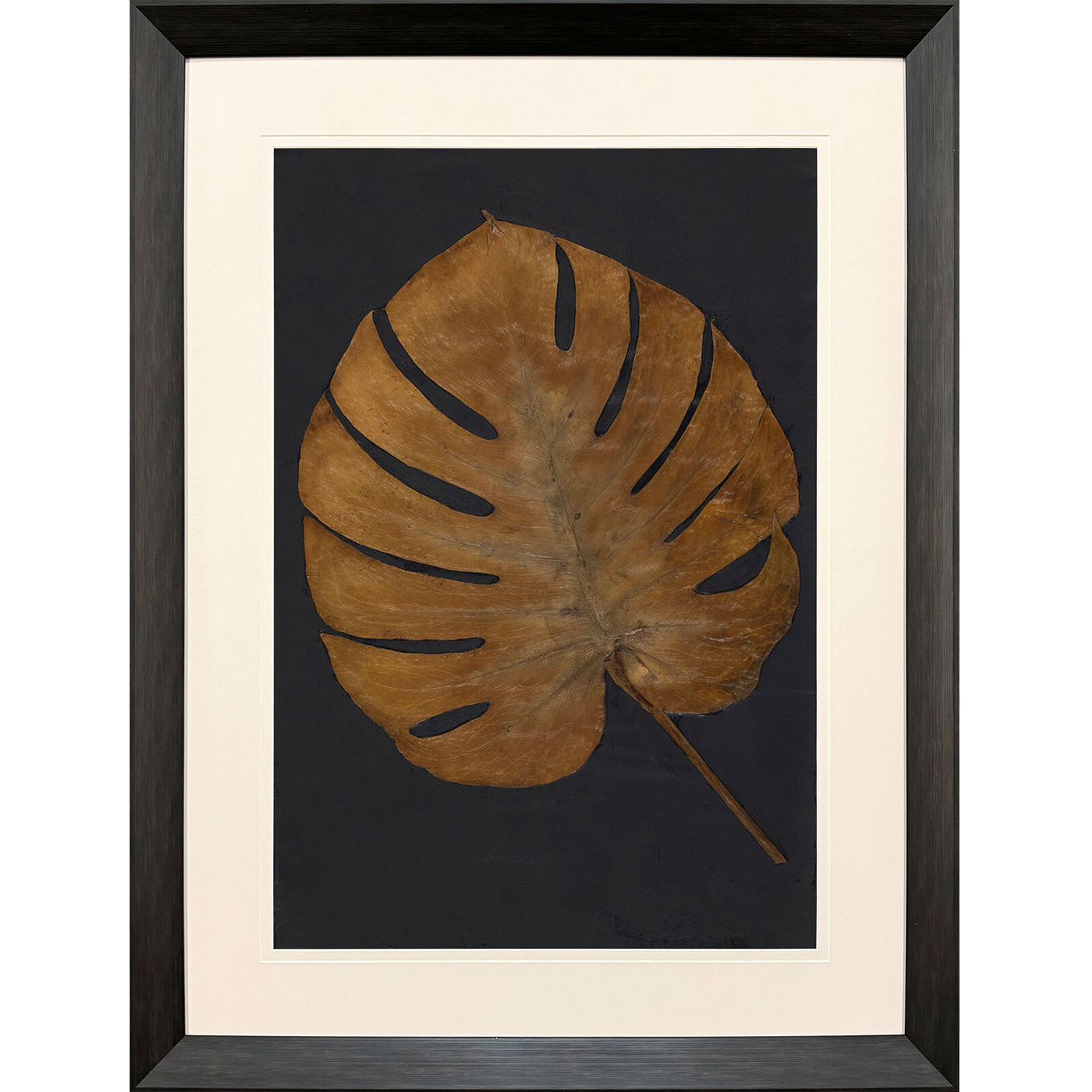 Gold Monstera Brown and Gray Framed Art