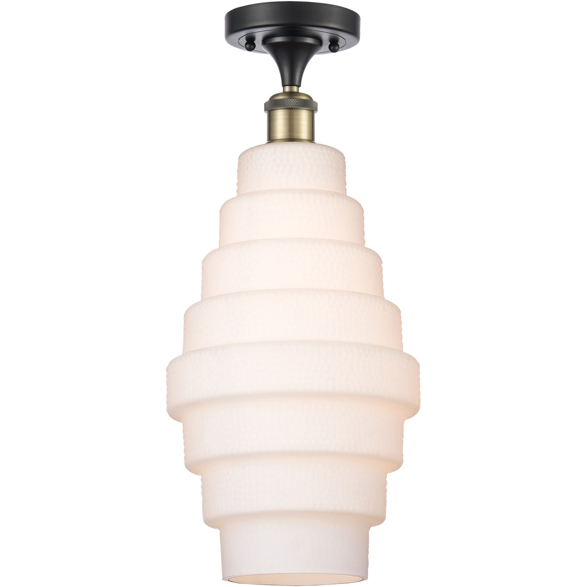 Ballston Cascade LED 8.25 inch Black Antique Brass Semi-Flush Mount Ceiling Light in White