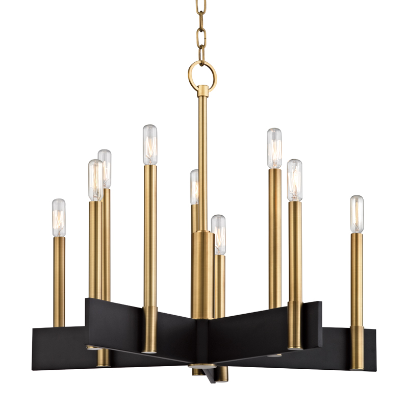 Abrams 10 Light 24.75 inch Aged Brass Chandelier Ceiling Light