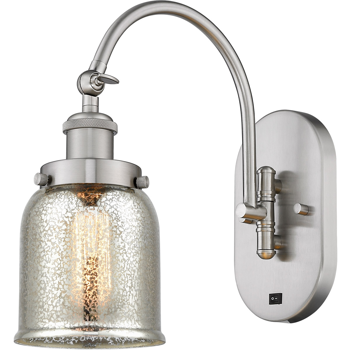 Franklin Restoration Bell LED 5 inch Brushed Satin Nickel Sconce Wall Light in Silver Plated Mercury Glass