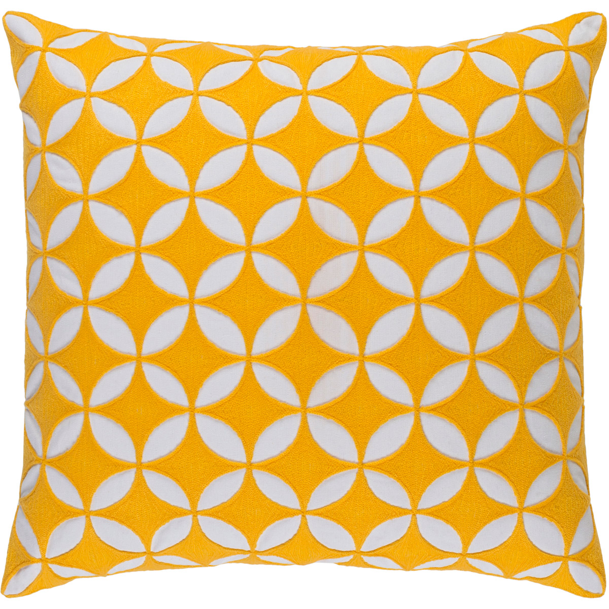 Perimeter 22 X 22 inch Bright Yellow and White Throw Pillow