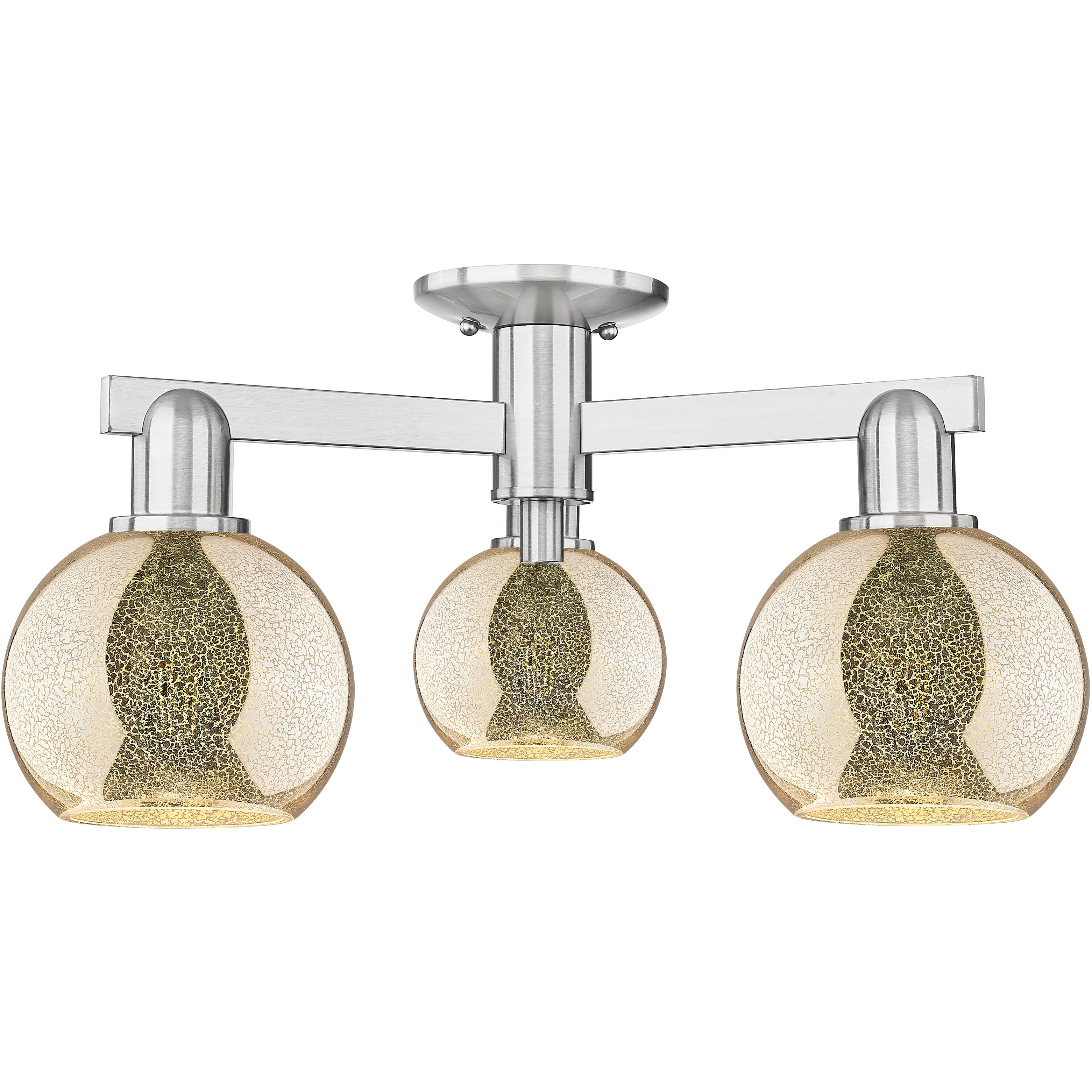 Arcadia Athens 3 Light 23.38 inch Brushed Satin Nickel Semi-Flush Mount Ceiling Light in Mercury