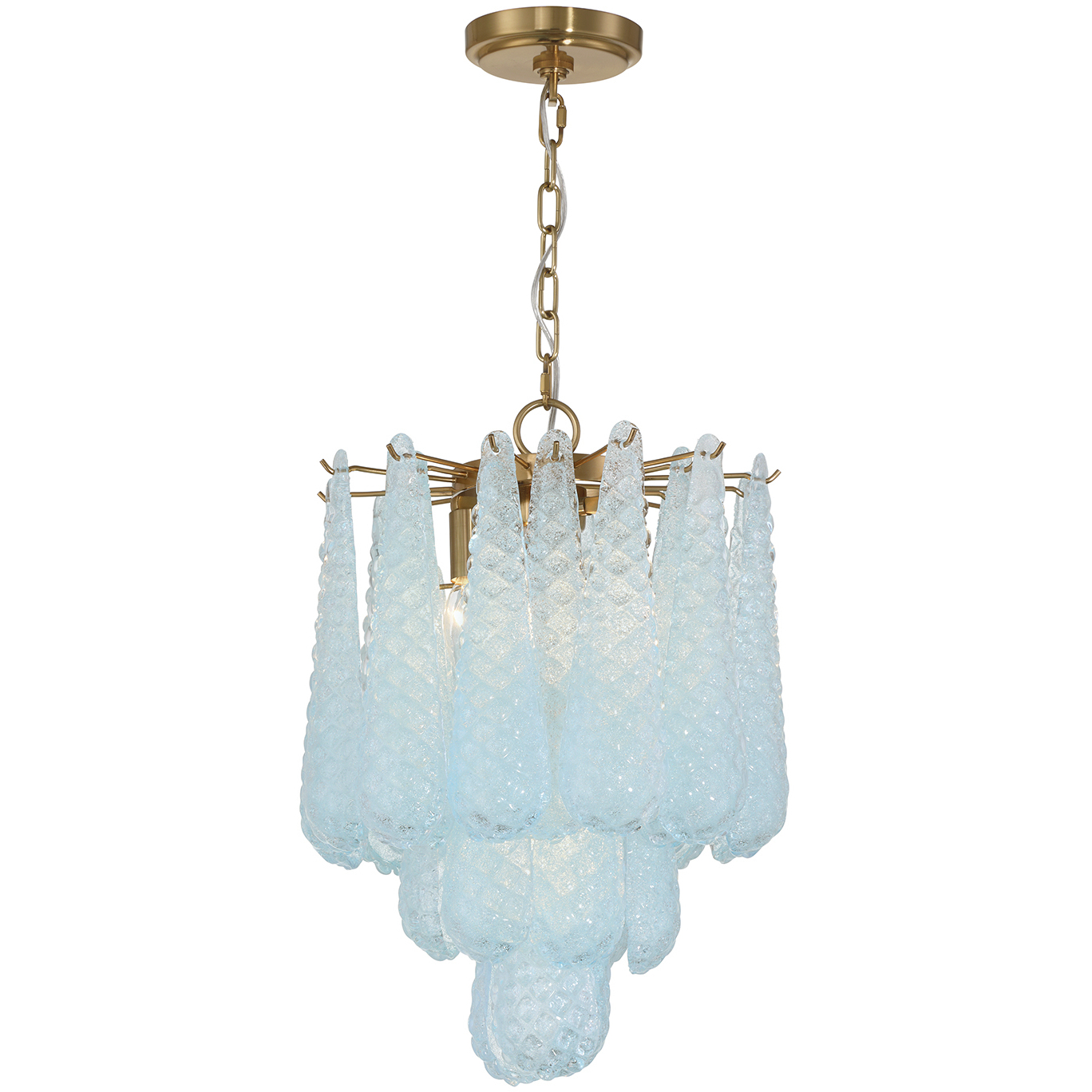 Ollie 4 Light 14.25 inch Aged Brass Chandelier Ceiling Light in Sand Glass Blue