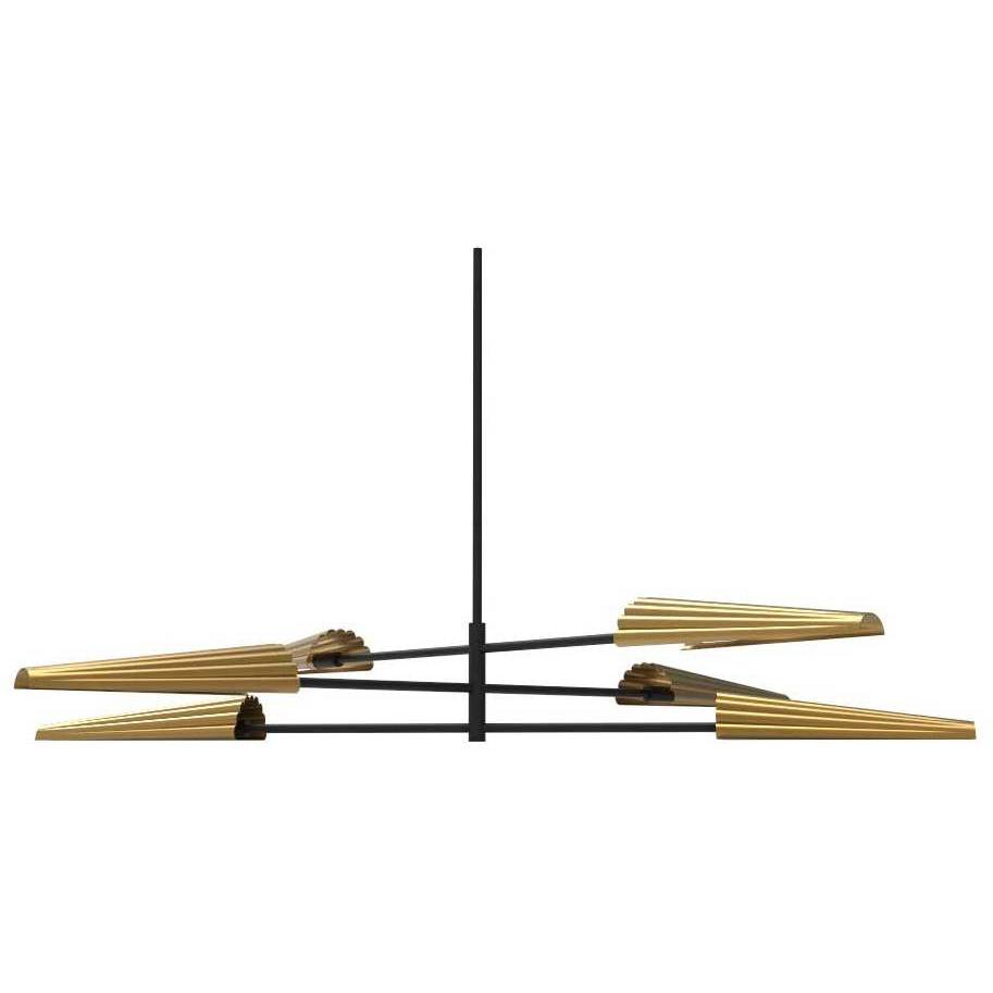 Cassie 6 Light 47.75 inch Matte Black with Aged Brass Chandelier Ceiling Light in Matte Black and Aged Brass