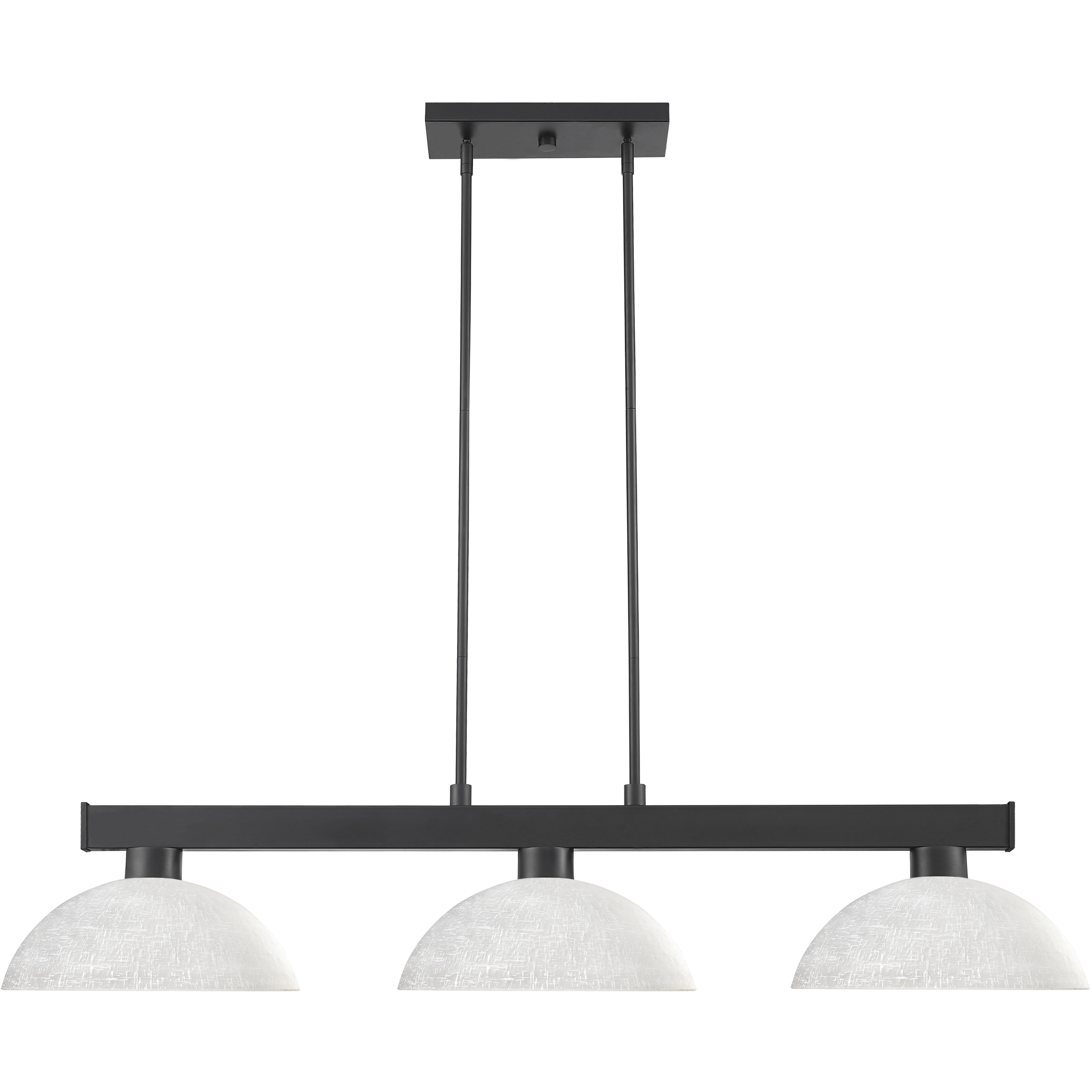 Cobalt 3 Light 46 inch Matte Black Billiard Ceiling Light in White Linen Glass