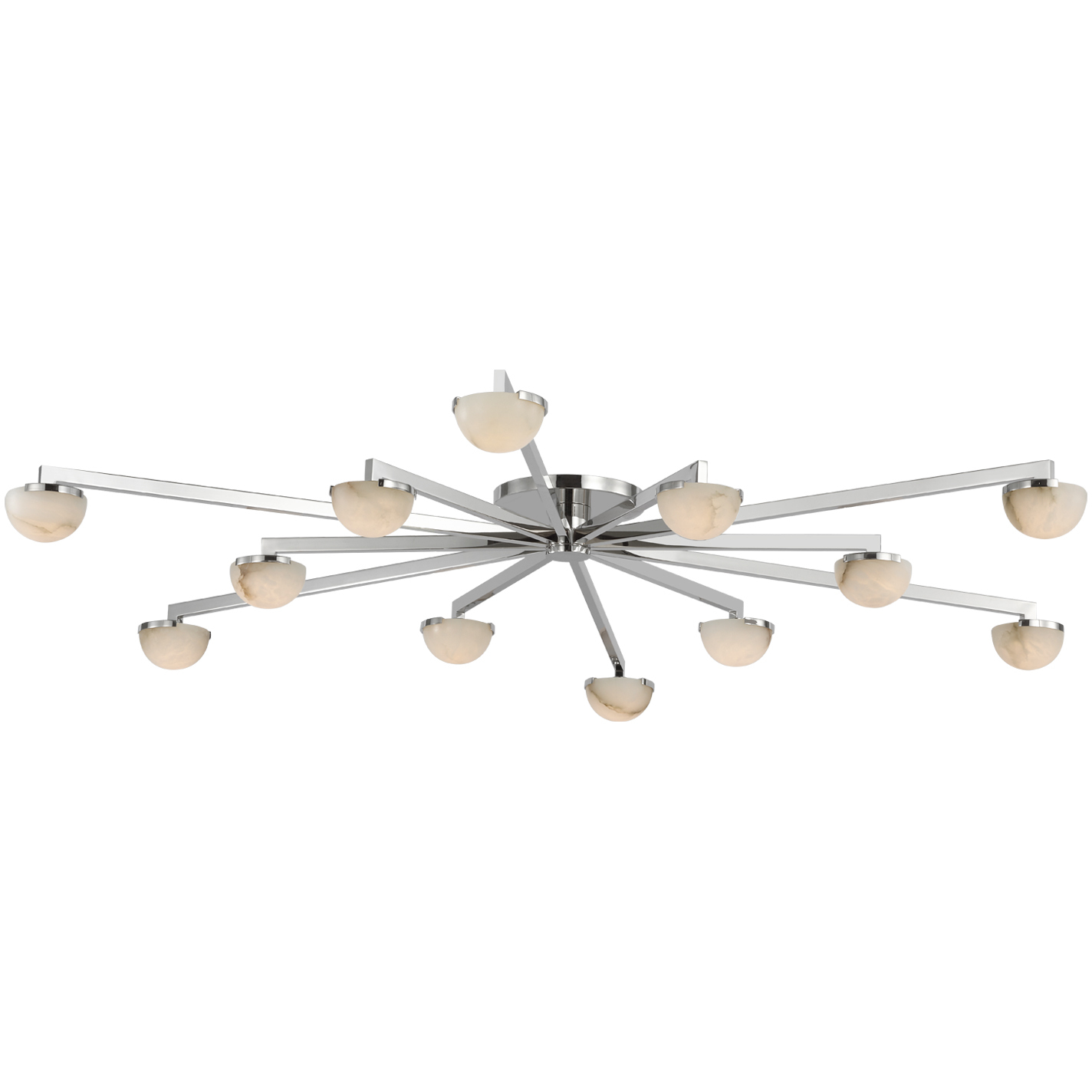 Kelly Wearstler Pedra LED 60 inch Polished Nickel Staggered Arm Flush Mount Ceiling Light Grande