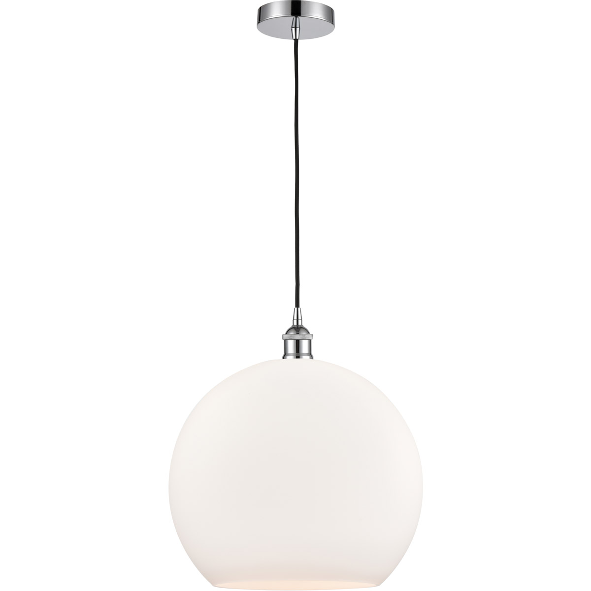 Edison Athens LED 13.75 inch Polished Chrome Pendant Ceiling Light in Matte White Glass