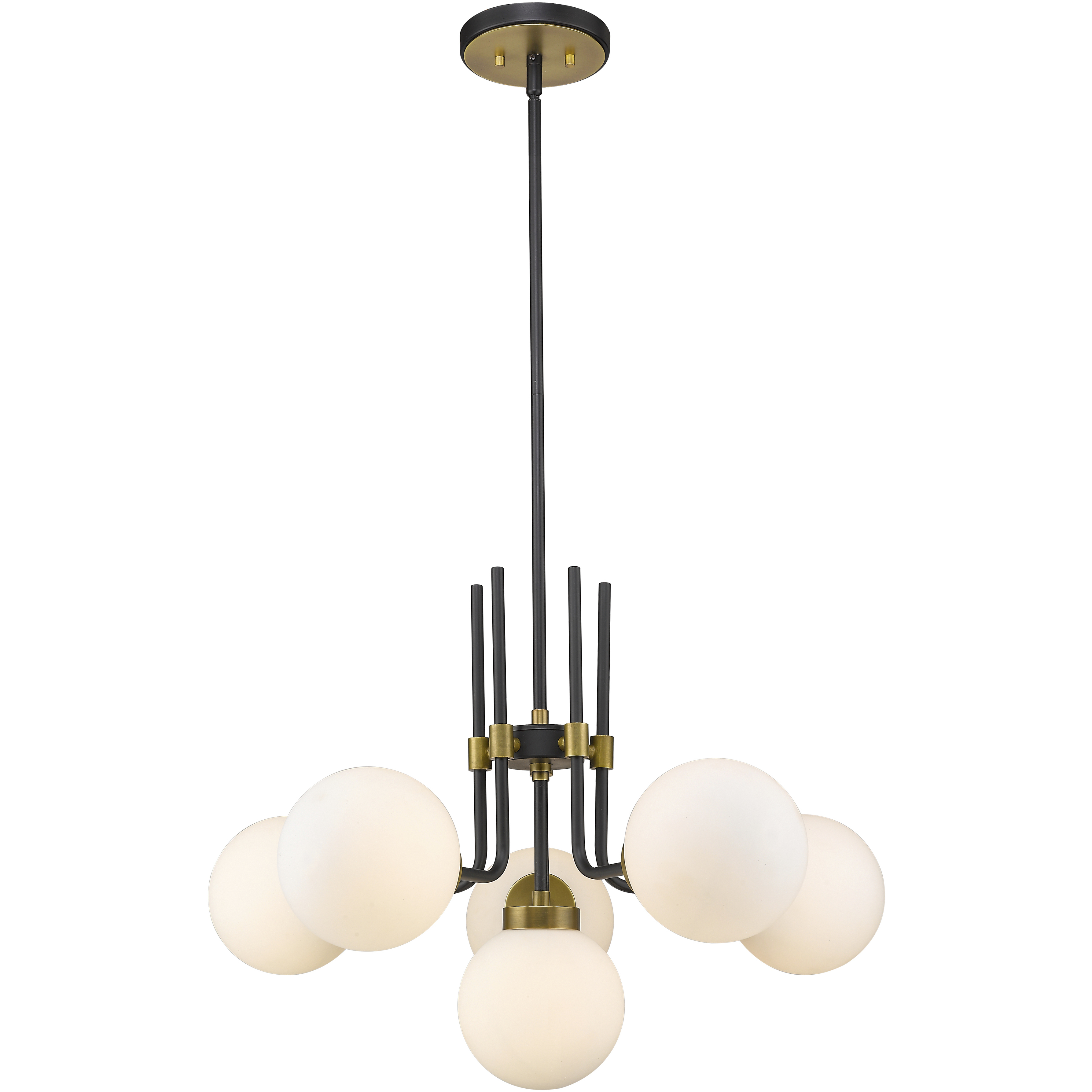 Parsons 6 Light 27 inch Matte Black and Olde Brass Chandelier Ceiling Light