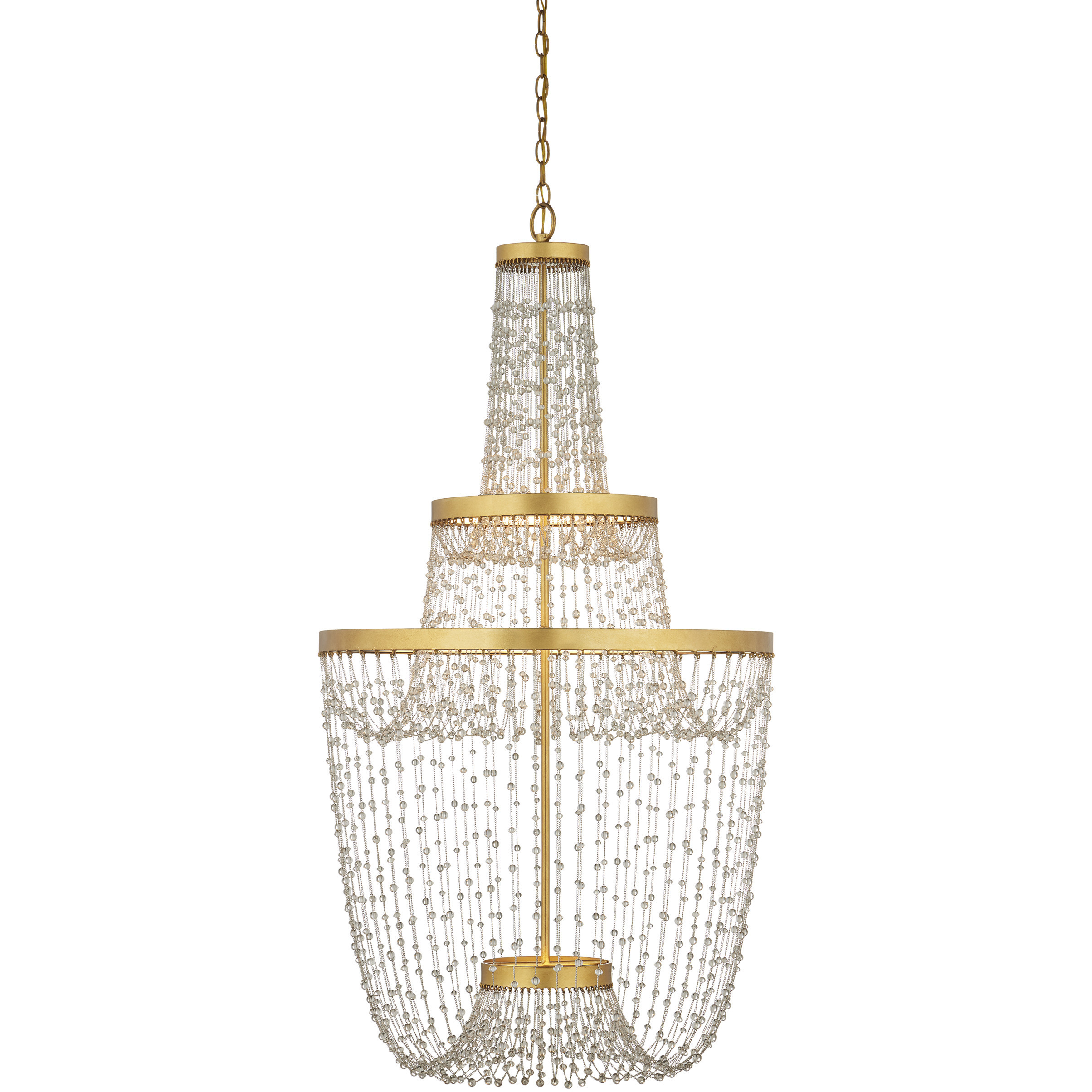 Mademoiselle LED 27.25 inch Contemporary Gold Leaf and Contemporary Gold Chandelier Ceiling Light, Grande