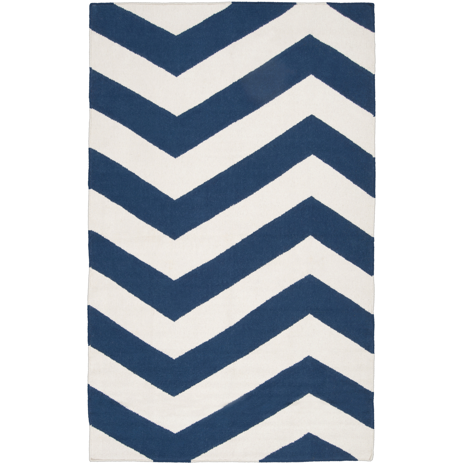 Frontier White/Dark Blue Handmade Rug