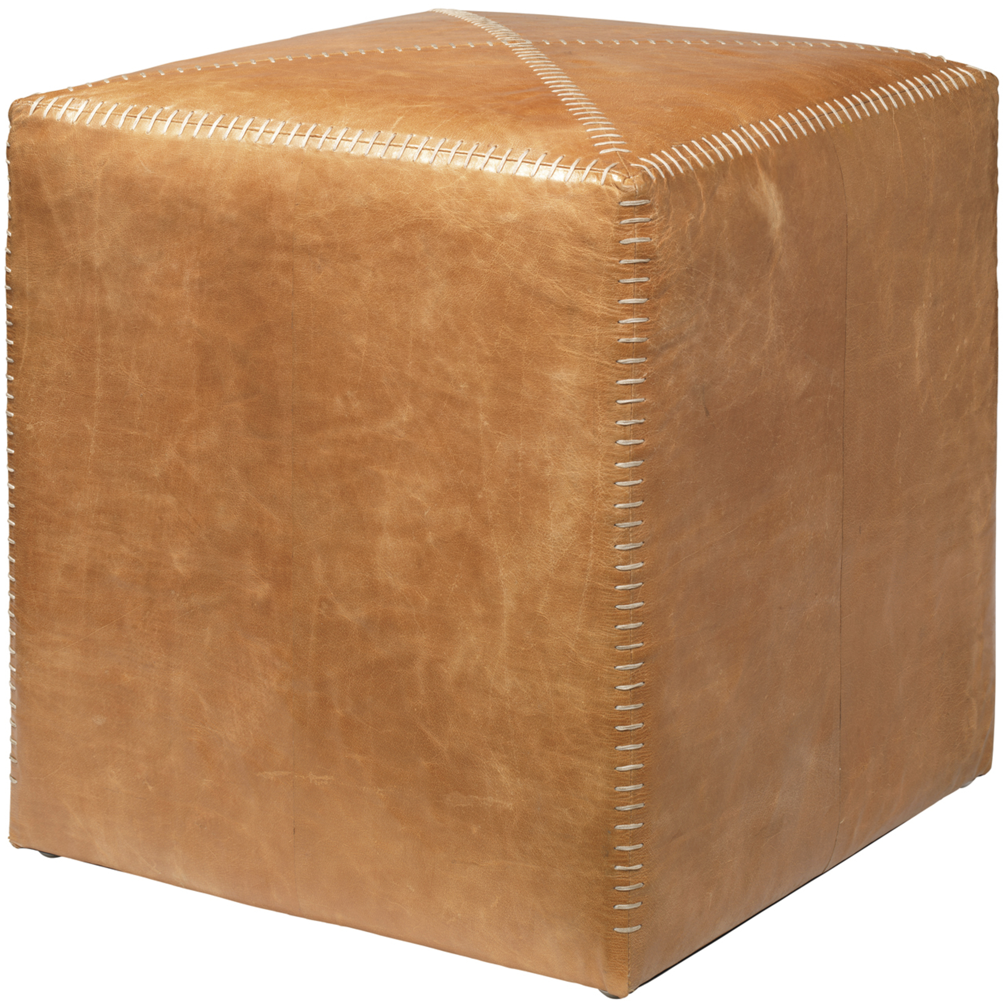 Leather and Hide 16 inch Buff Leather Ottoman