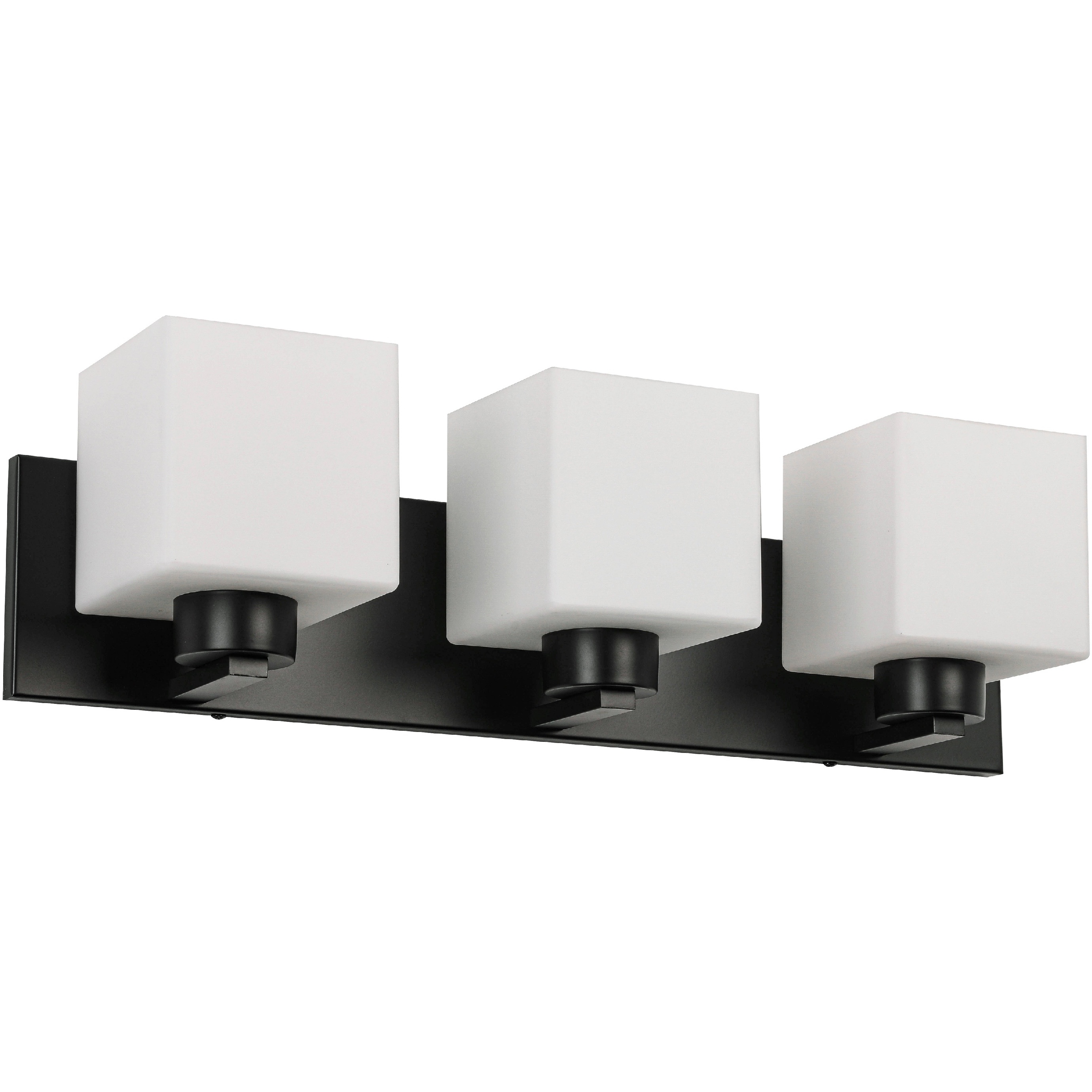 Veda 3 Light 22.75 inch Matte Black Vanity Light Wall Light in White Opal