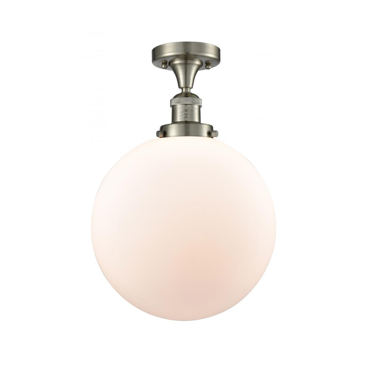 Franklin Restoration XX-Large Beacon 1 Light 12 inch Antique Brass Semi-Flush Mount Ceiling Light in Incandescent, Matte White Glass, Franklin Restoration