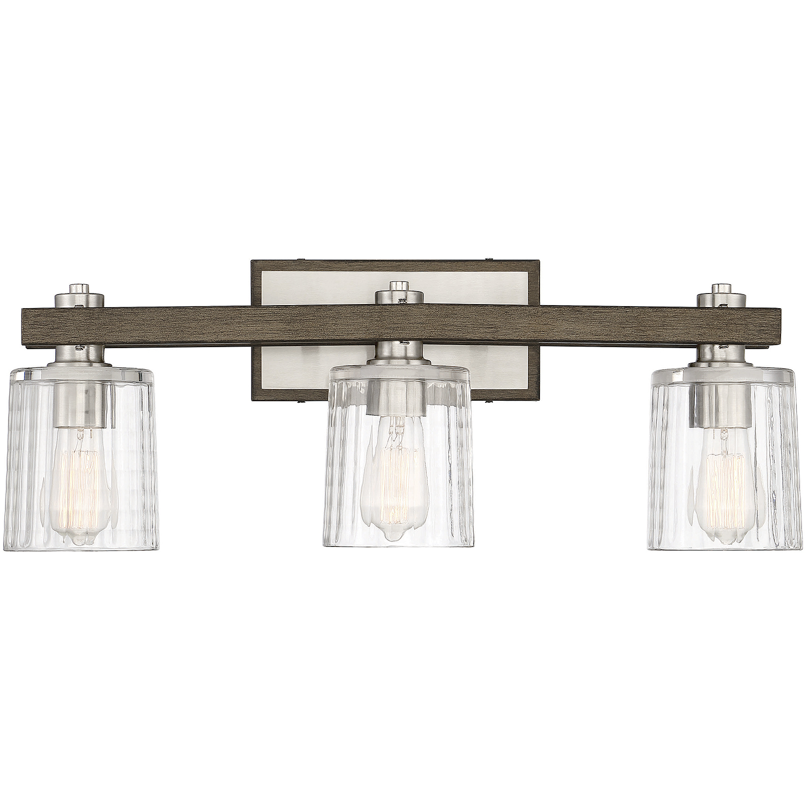 Halifax 3 Light 25 inch Satin Nickel with Gray Wood Bathroom Vanity Light Wall Light in Satin Nickel/Gray Wood