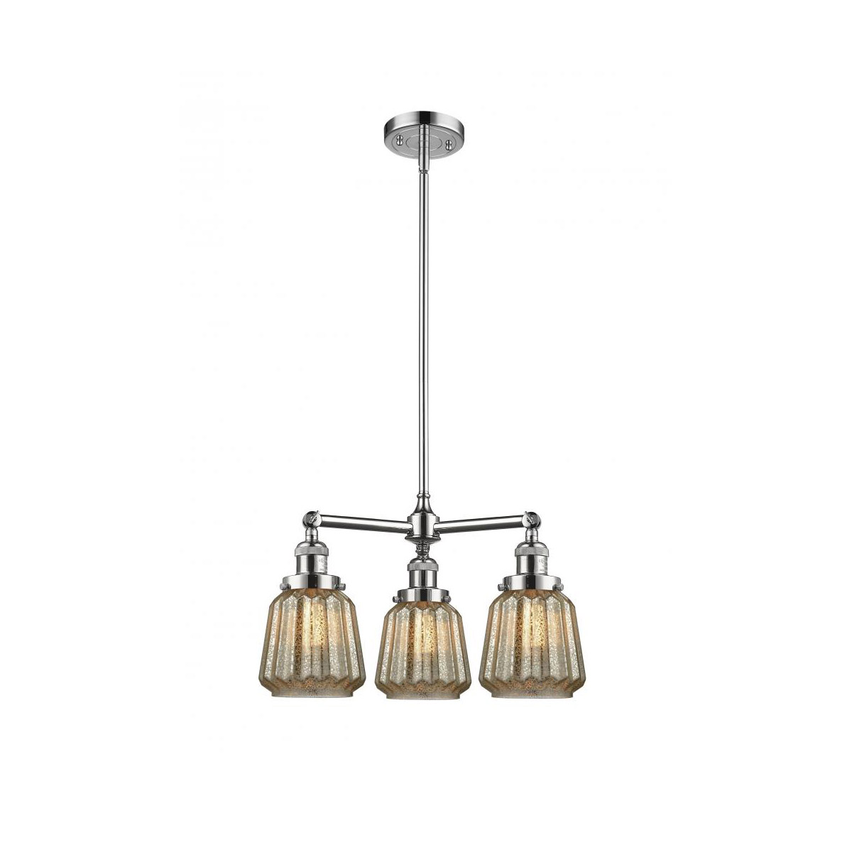 Franklin Restoration Chatham LED 24 inch Polished Chrome Chandelier Ceiling Light in Mercury Glass, Franklin Restoration