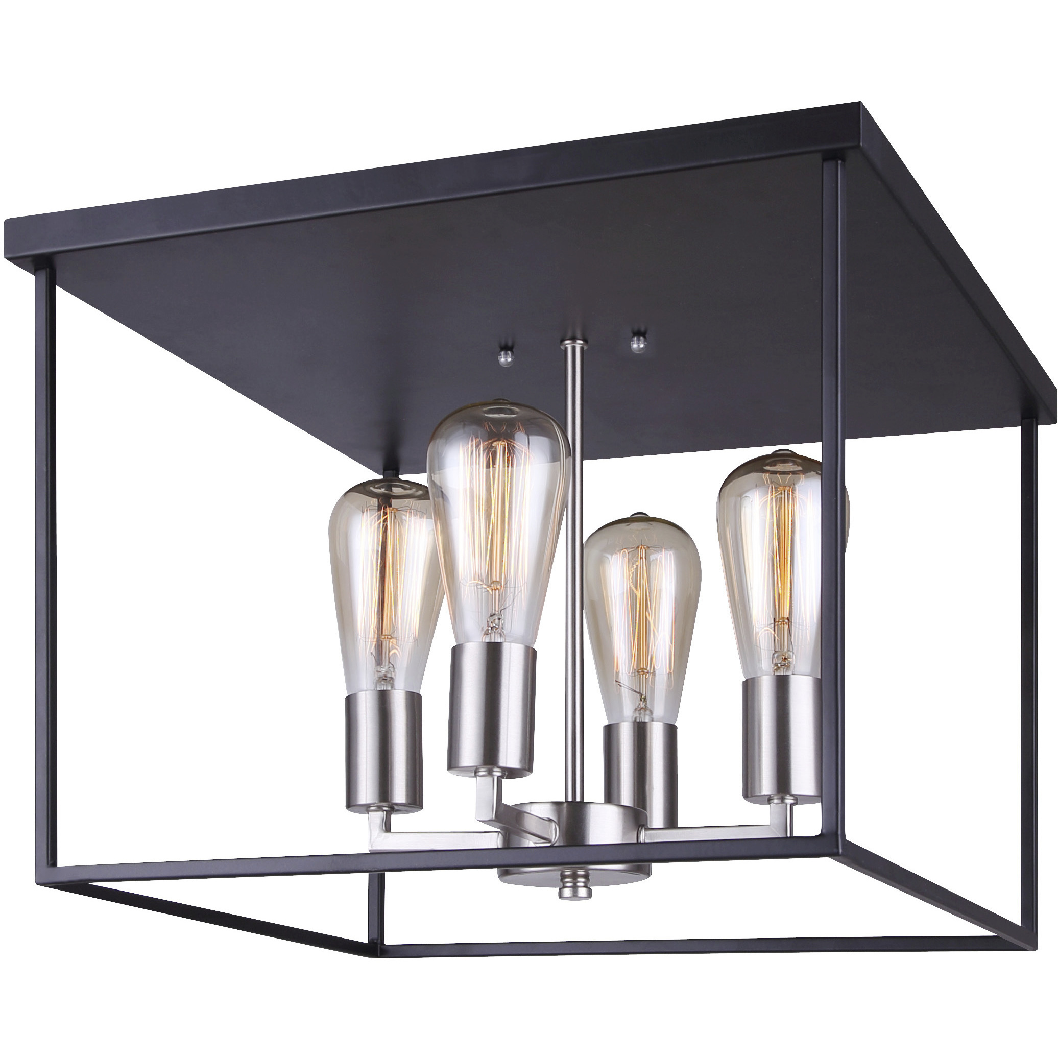 Madison 4 Light 16 inch Matte Black and Brushed Nickel Flush Mount Ceiling Light