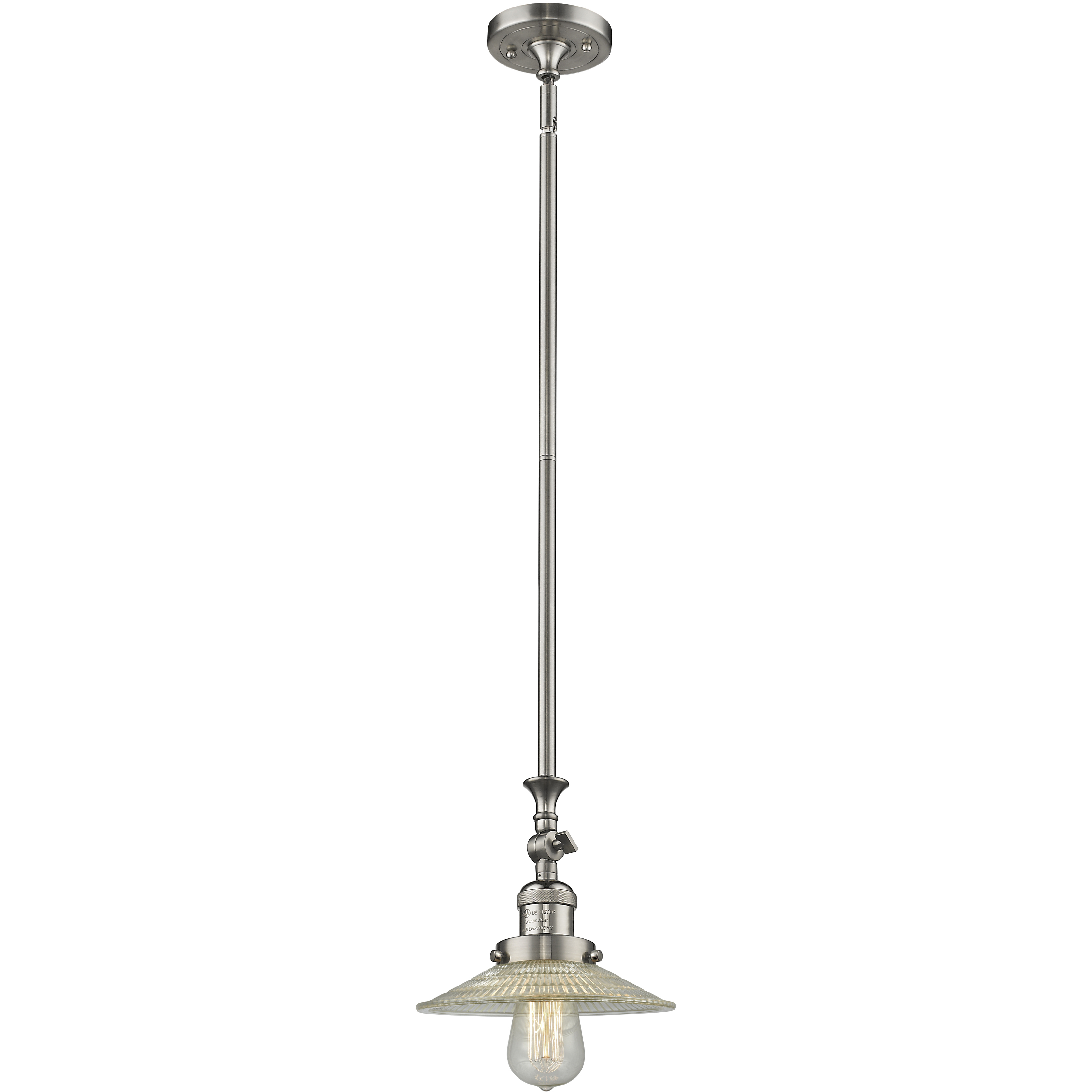 Franklin Restoration Halophane 1 Light 8.5 inch Brushed Satin Nickel Mini Pendant Ceiling Light in Incandescent, Clear Halophane Glass, Franklin Restoration