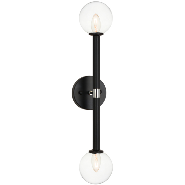 Stellar 2 Light 4.75 inch Black Wall Sconce Wall Light in Black and Clear
