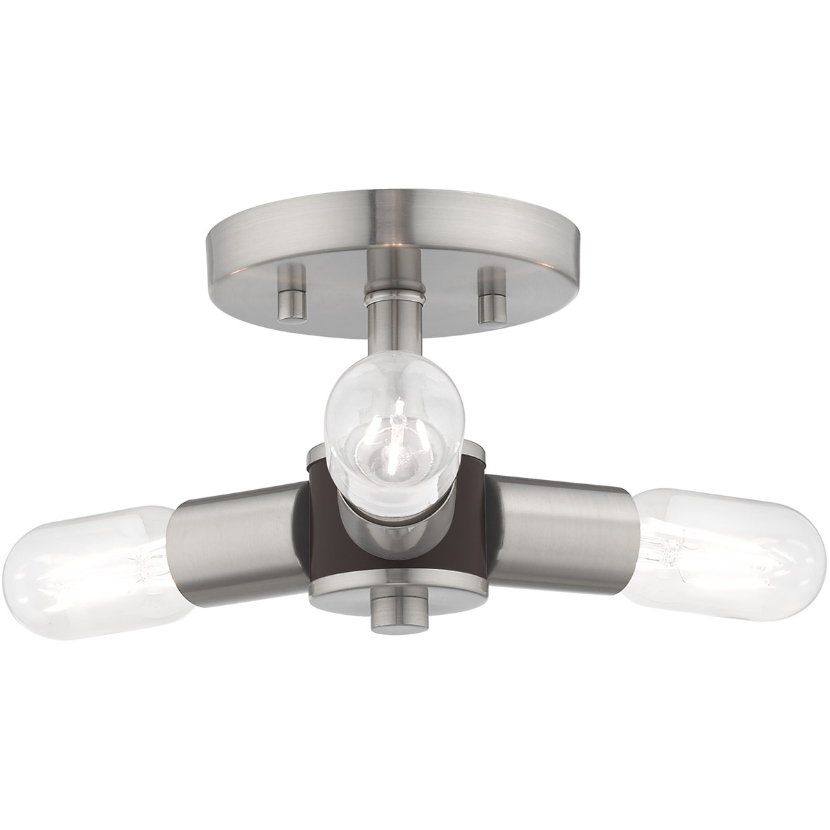 Copenhagen 3 Light 14 inch Brushed Nickel Semi-Flush Mount Ceiling Light