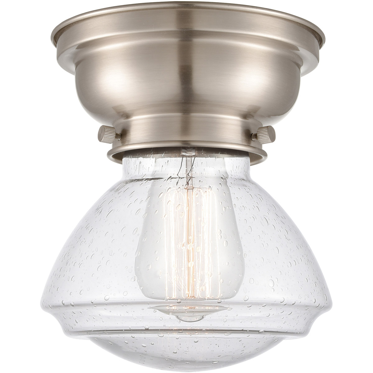 Aditi Olean LED 6.75 inch Brushed Satin Nickel Flush Mount Ceiling Light in Seedy Glass, Aditi